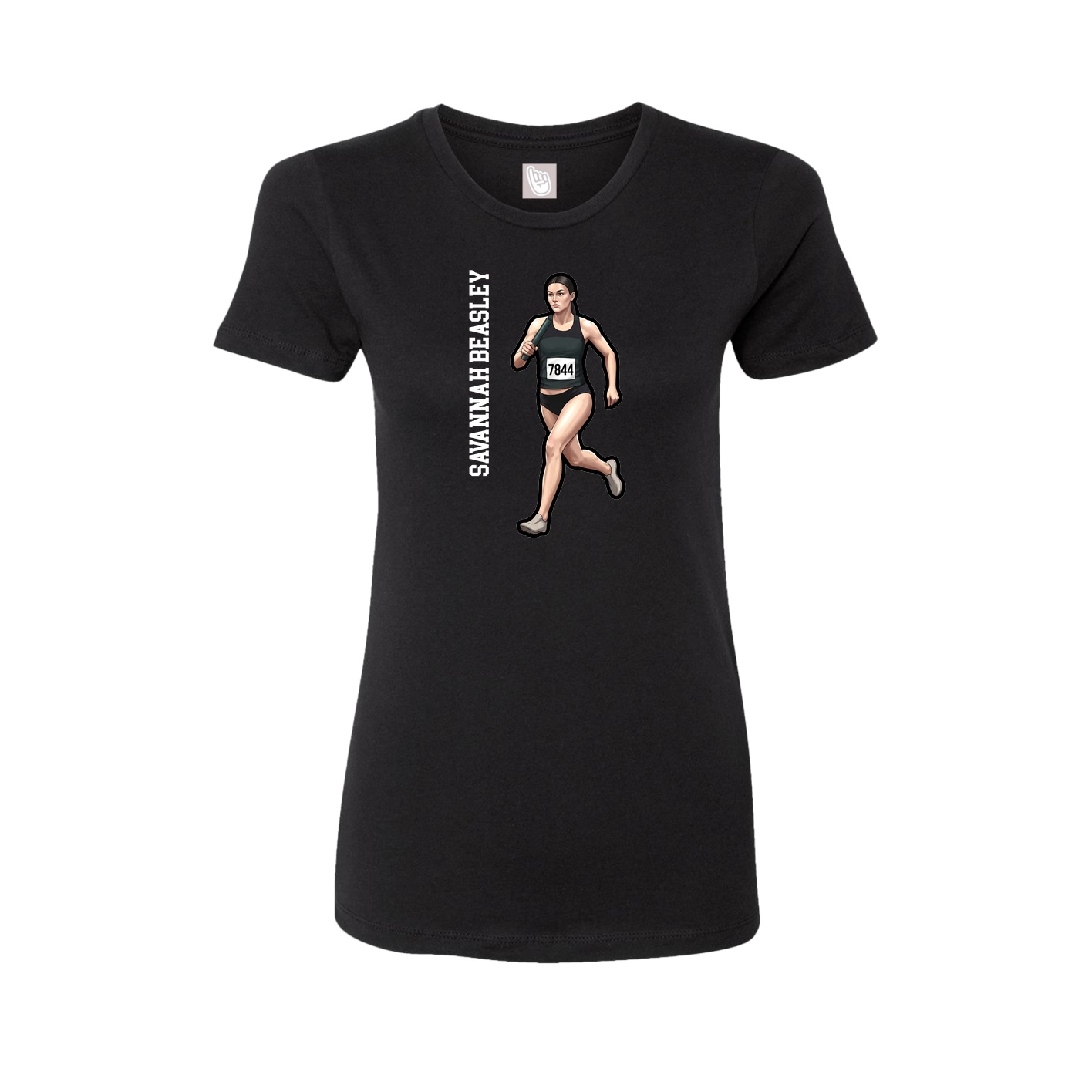 Womens Tee — Name Vertical in Black