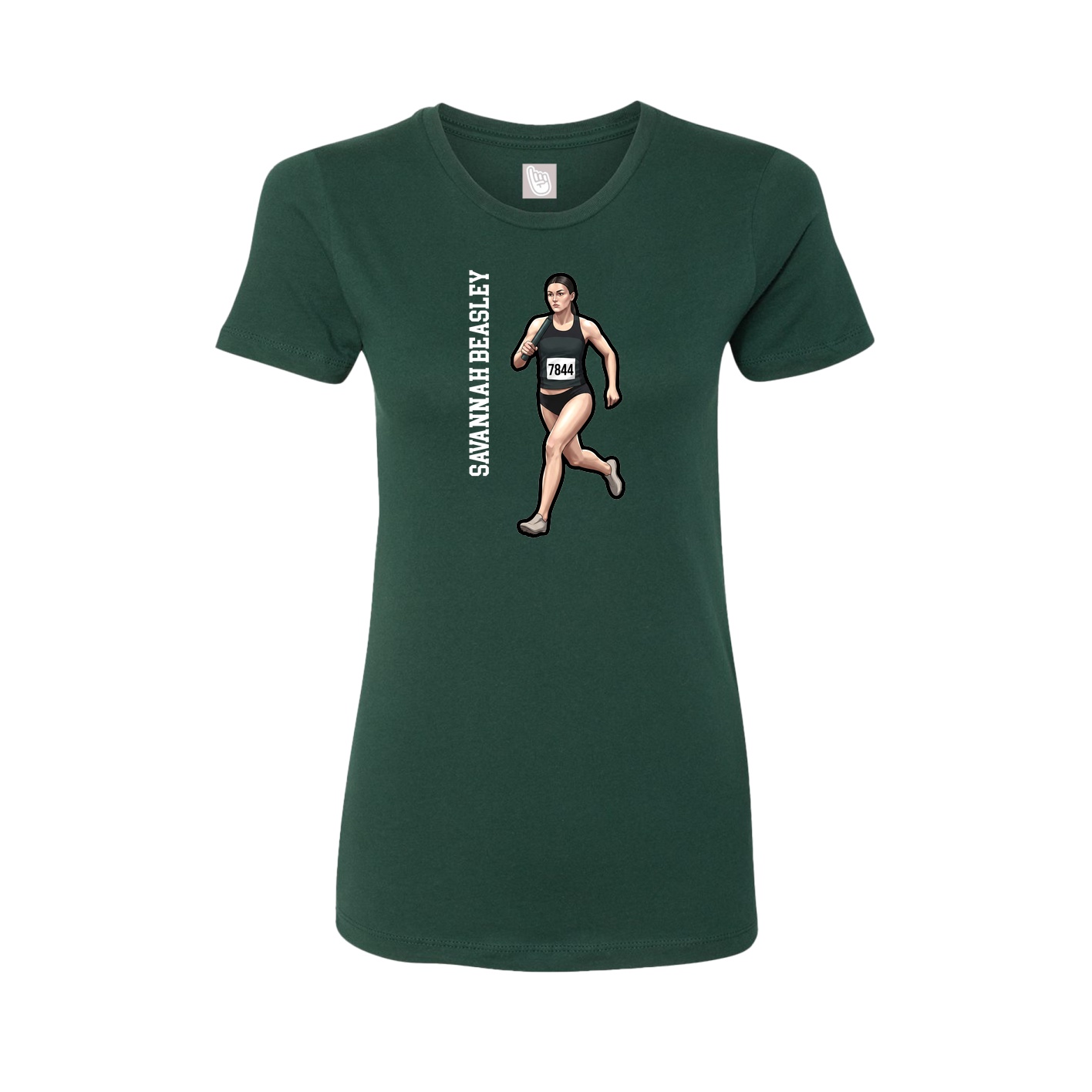 Womens Tee — Name Vertical in Green