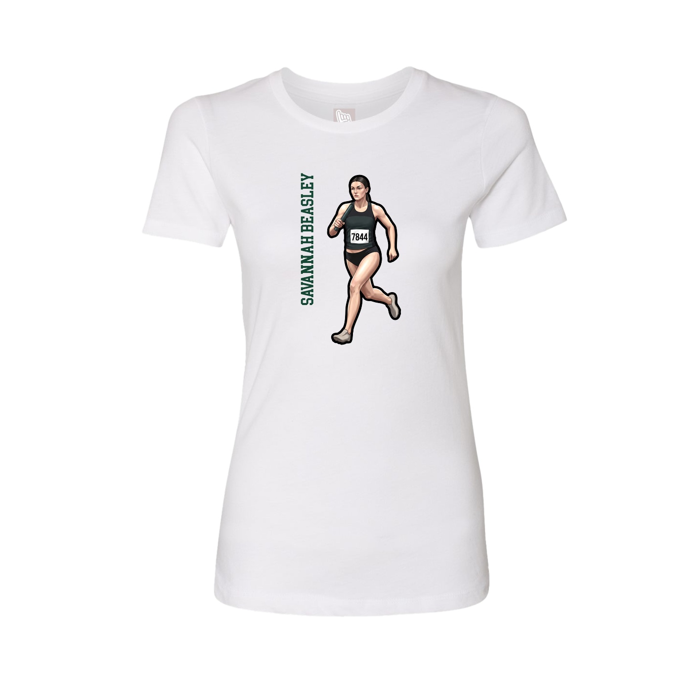 Womens Tee — Name Vertical in White