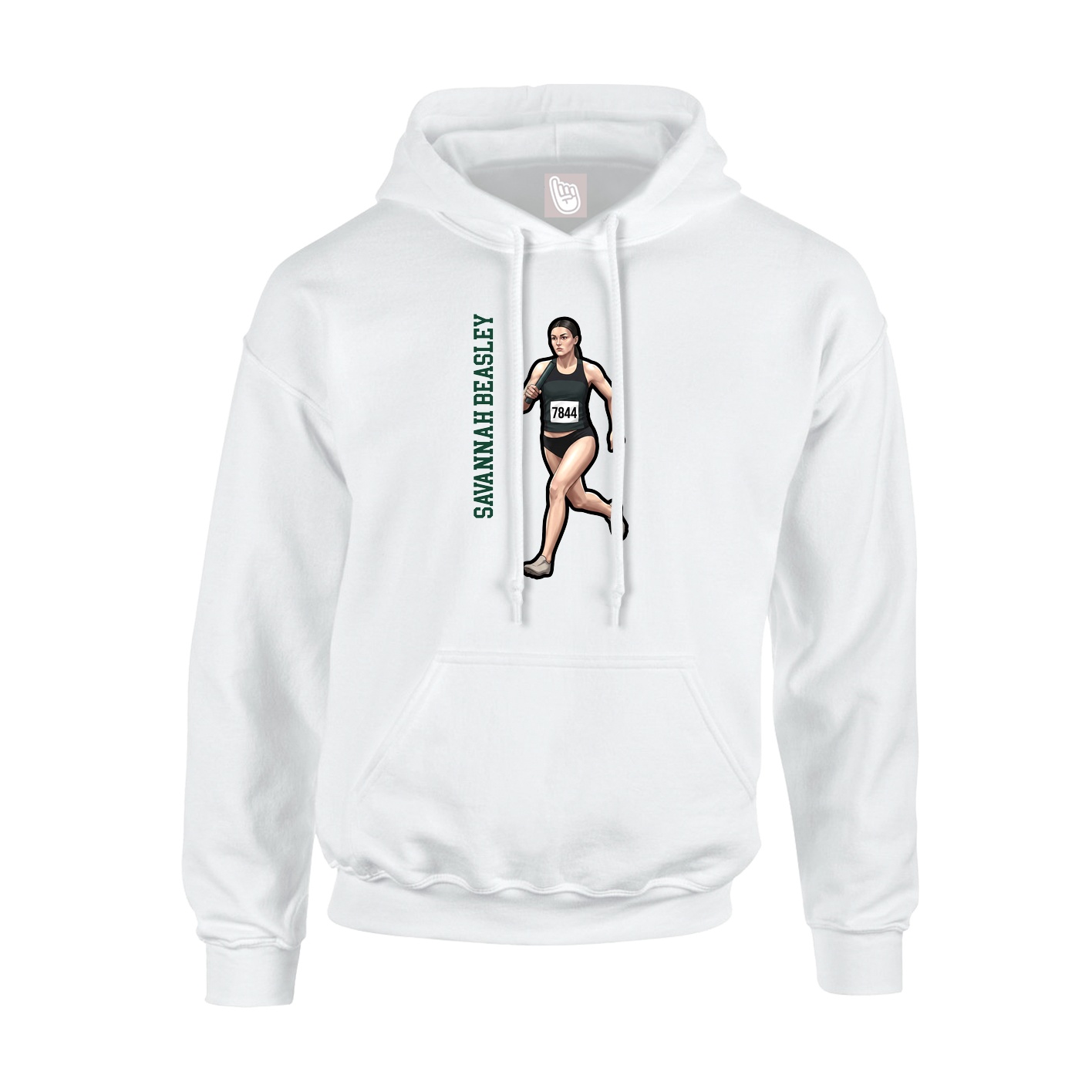 Youth Hoodie — Name Vertical in White