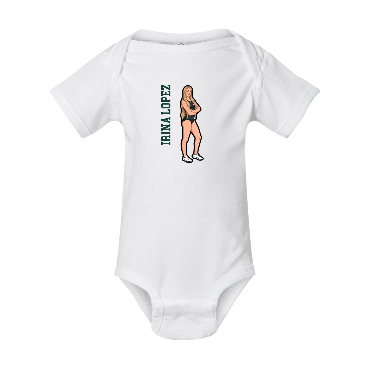 Baby Onesie — Name Vertical in White