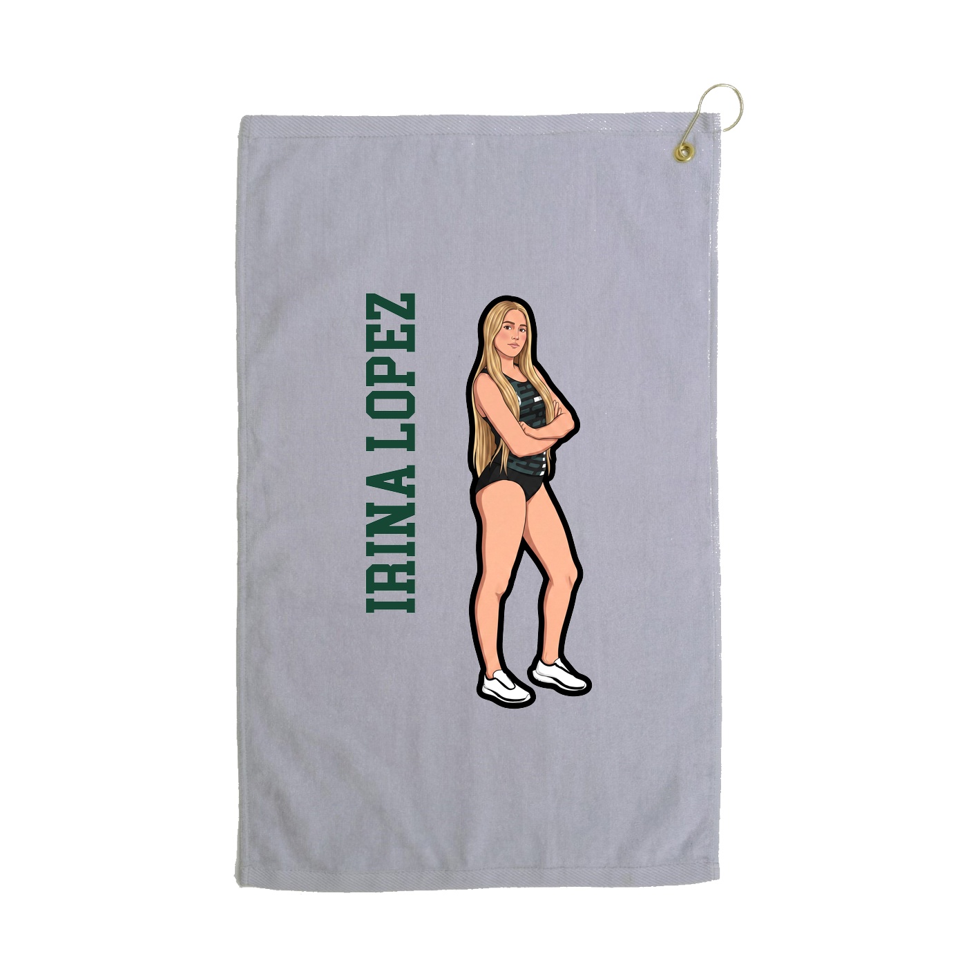 Golf Towel — Name Vertical in Grey