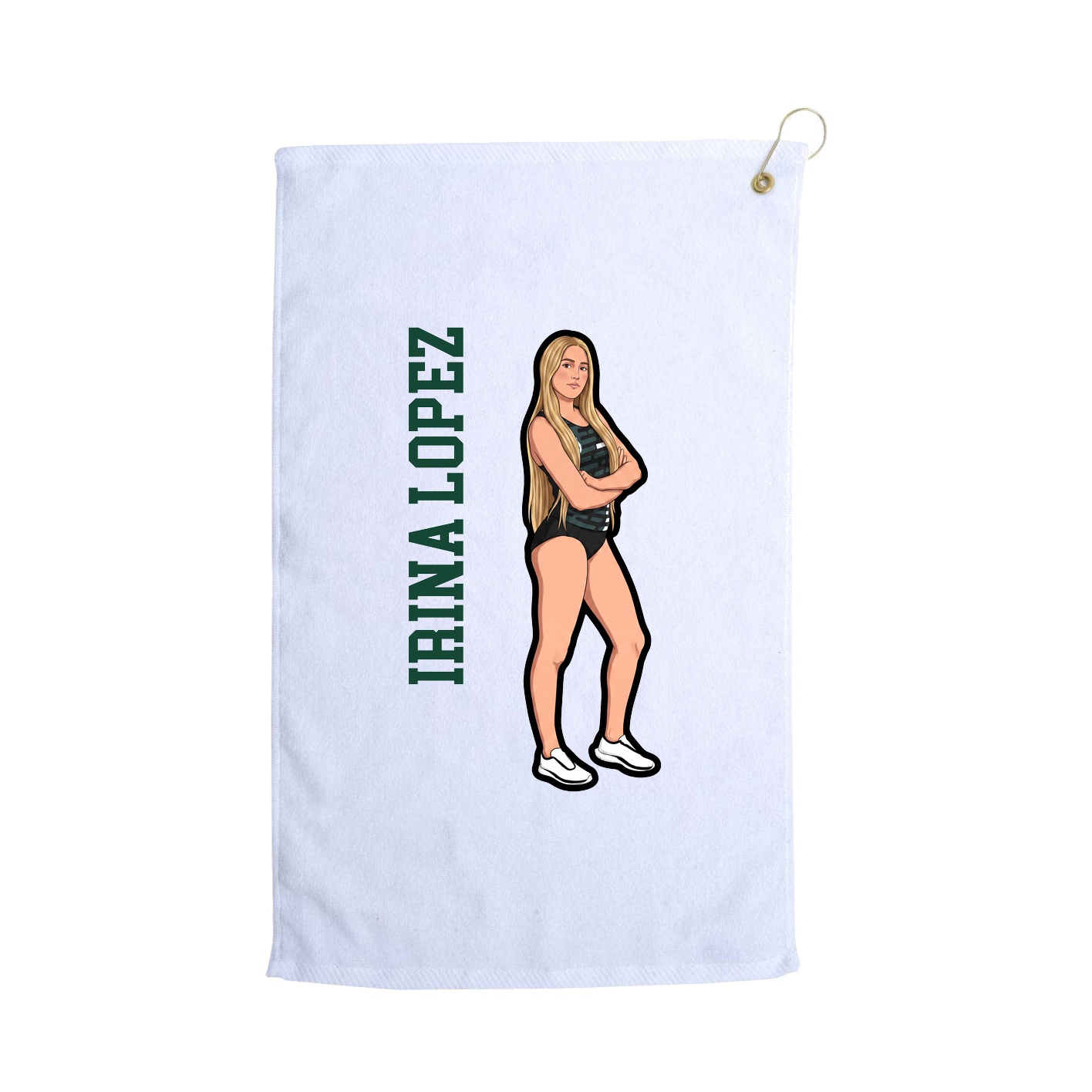 Golf Towel — Name Vertical in White