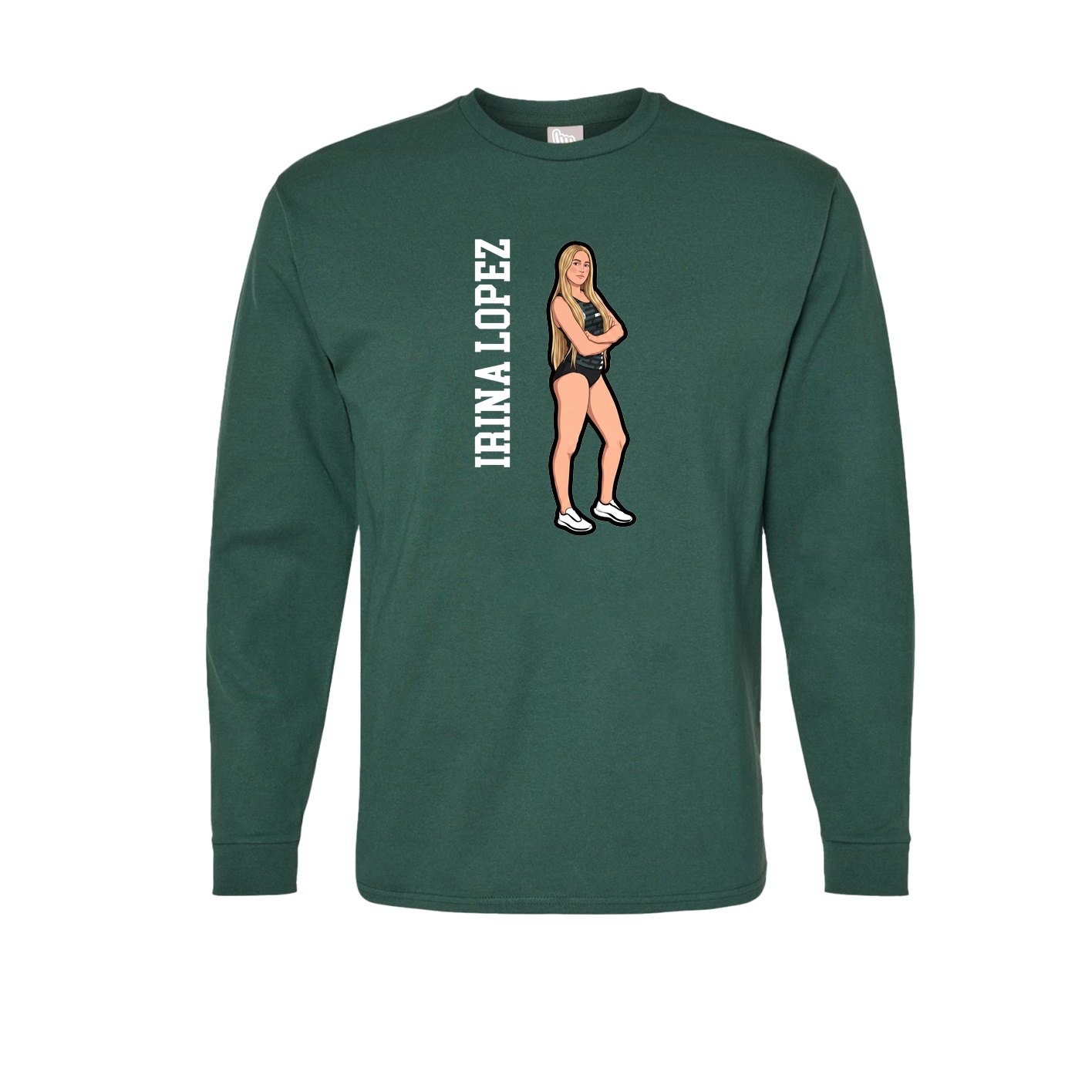 Long Sleeve Tee — Name Vertical in Green