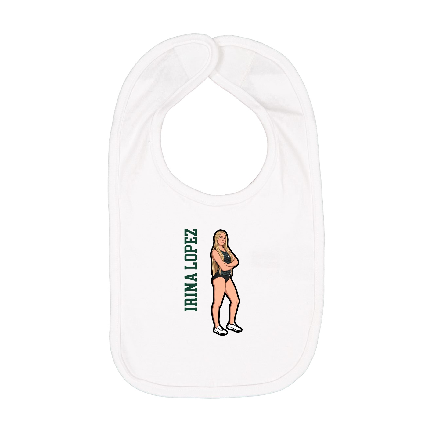 Infant Bib — Name Vertical in White