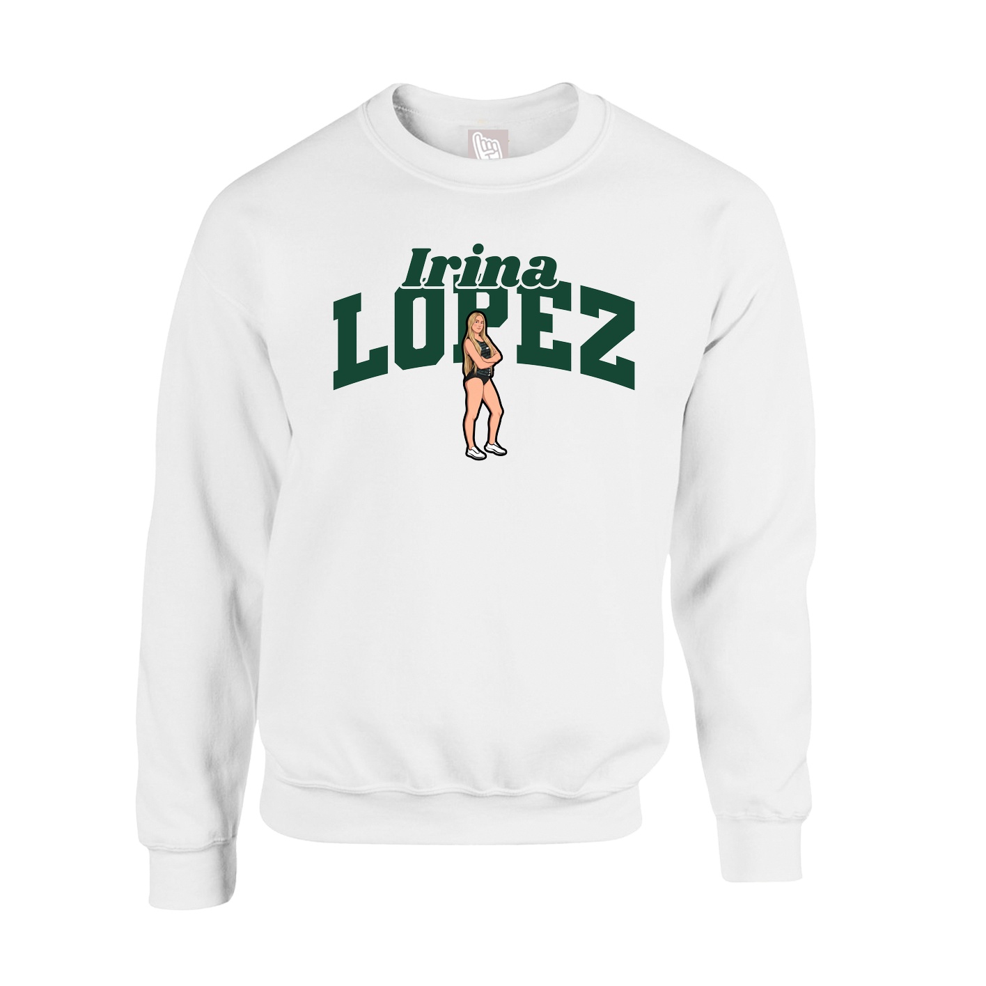 Fleece Crew — Signature Arch in White
