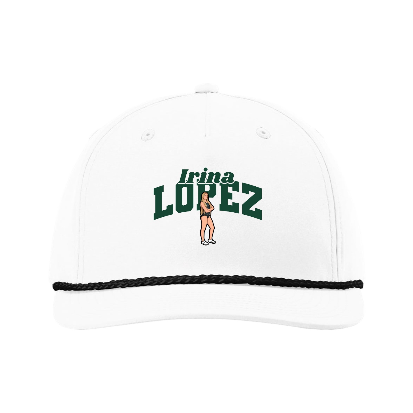 Five-Panel Classic Rope Cap — Signature Arch in White