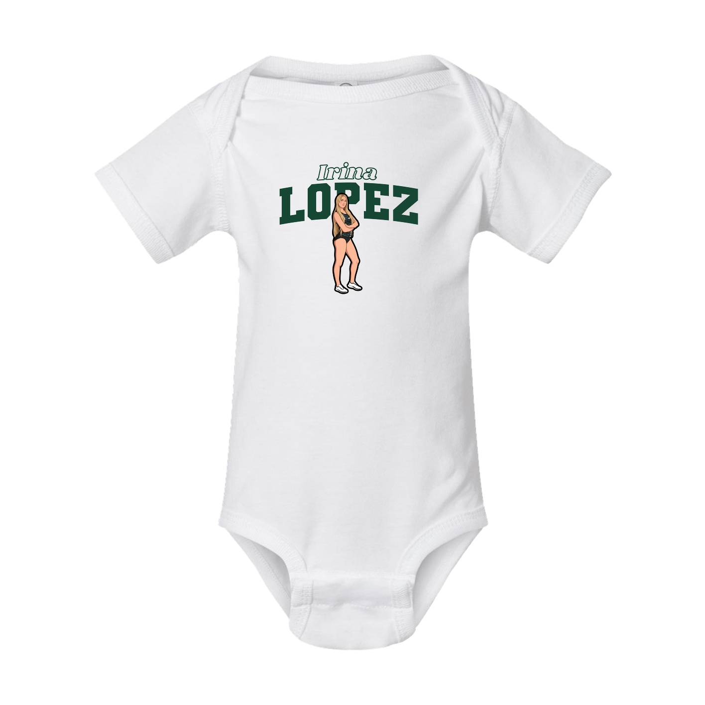 Baby Onesie — Name Arch in White
