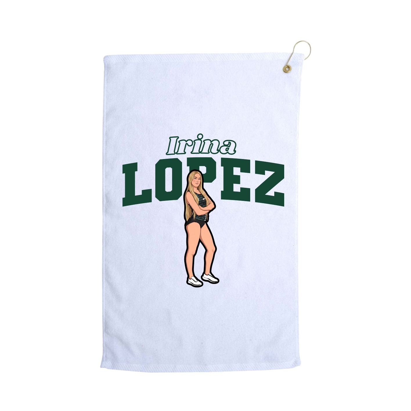 Golf Towel — Name Arch in White