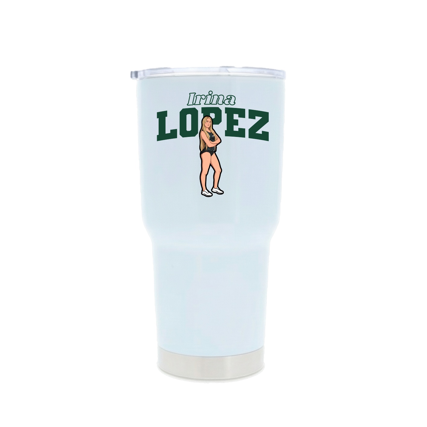 30oz Stainless Steel Tumbler — Name Arch in White