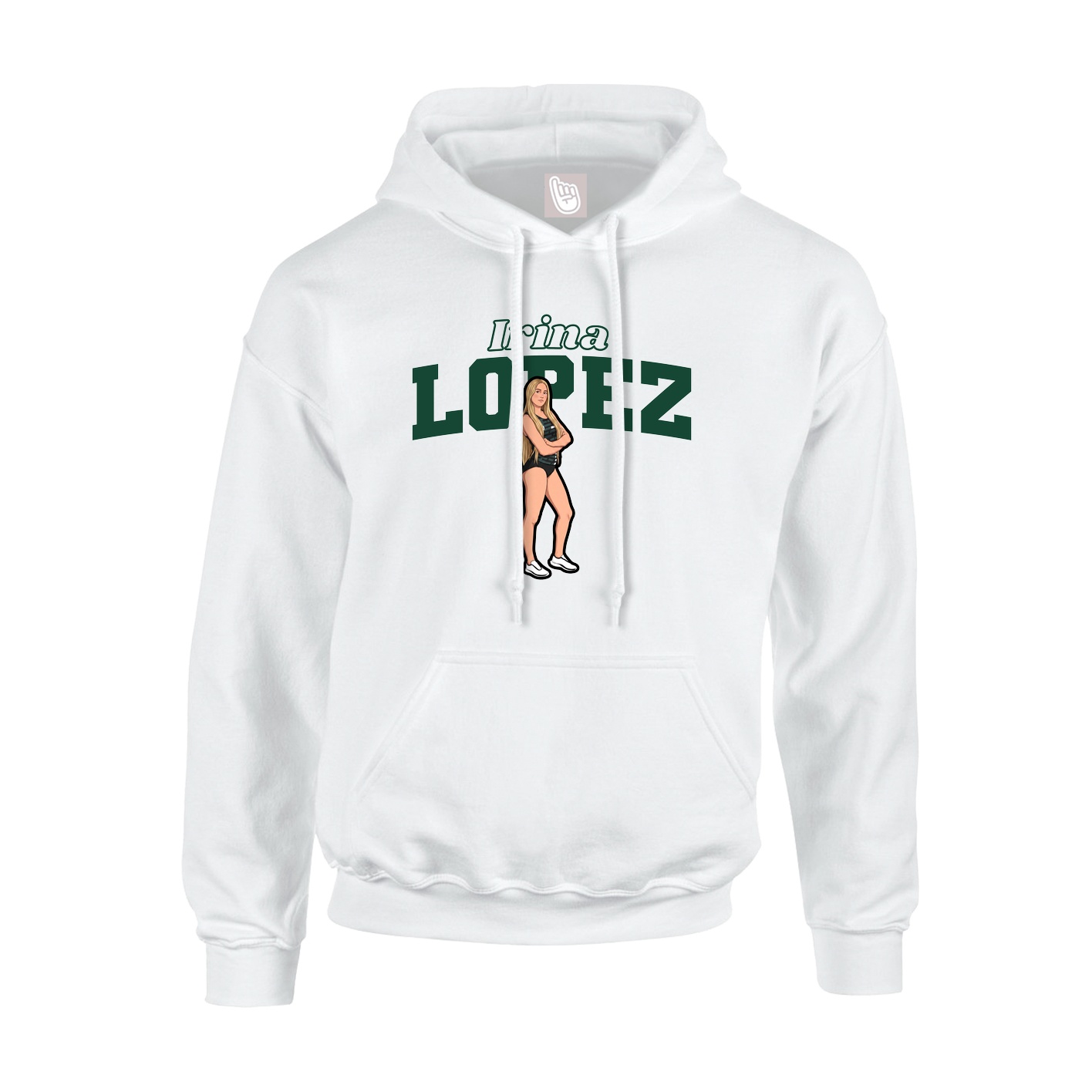 Youth Hoodie — Name Arch in White