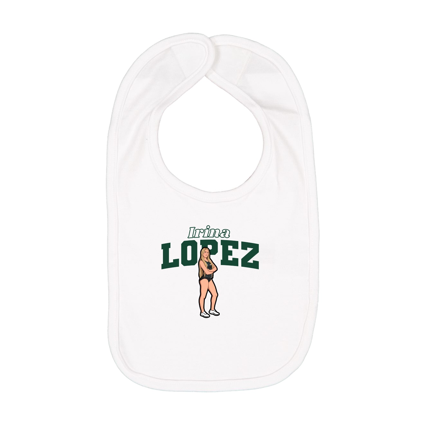 Infant Bib — Name Arch in White