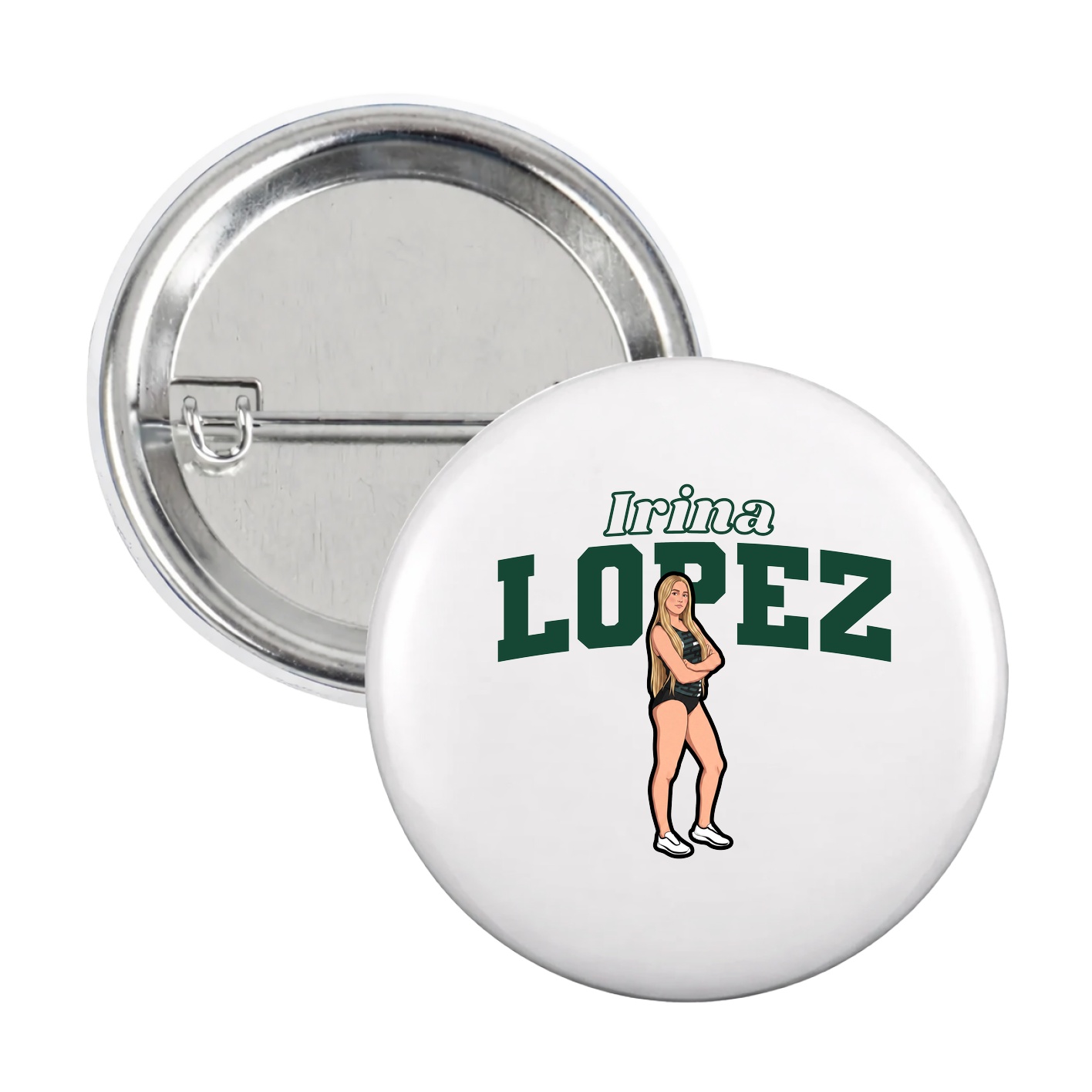 Game Day Button — Name Arch in White