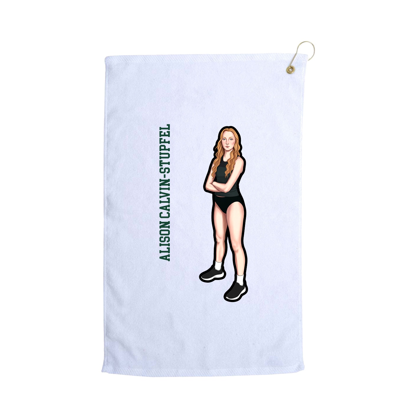 Golf Towel — Name Vertical in White