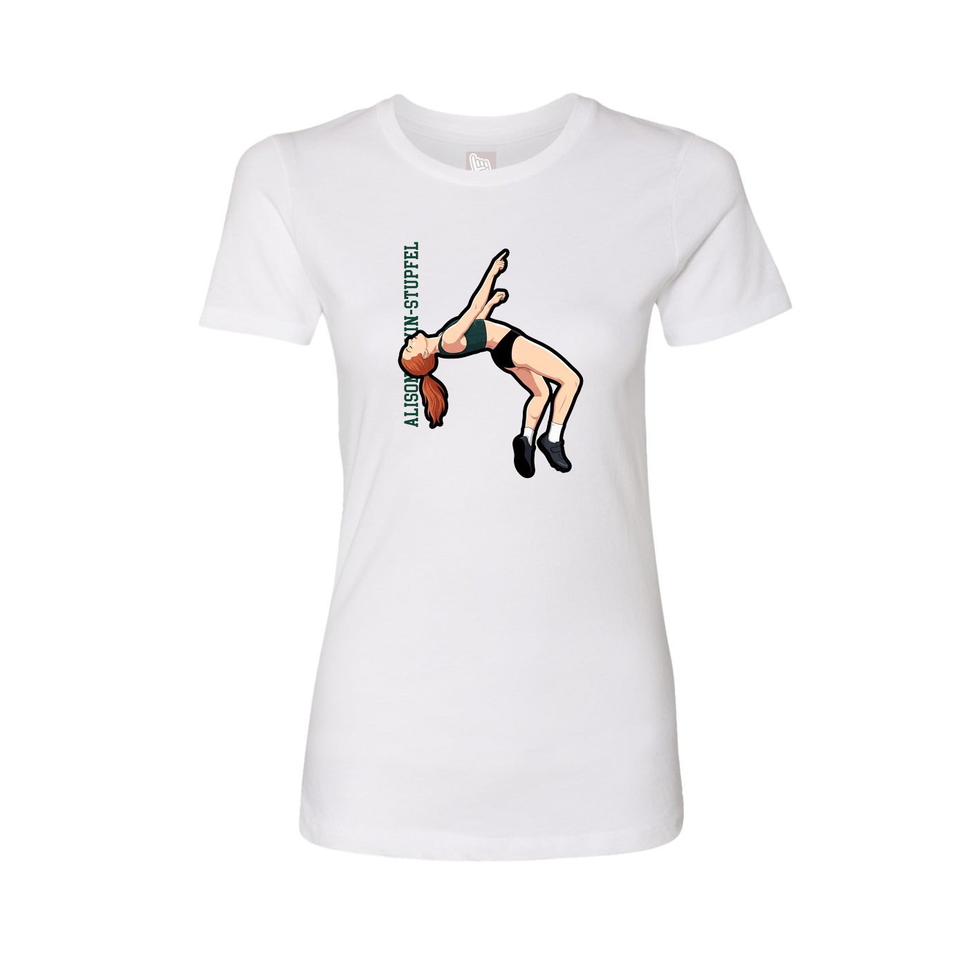 Fitted Women's Tee — Name Vertical in White