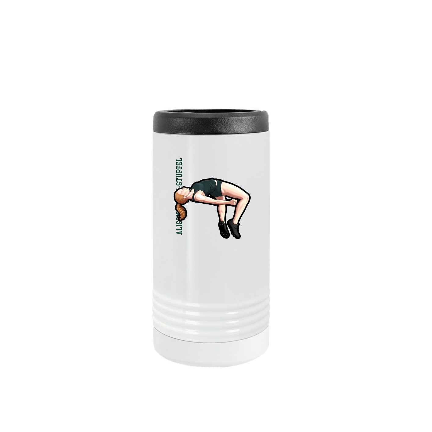 Slim Beverage Holder — Name Vertical in White