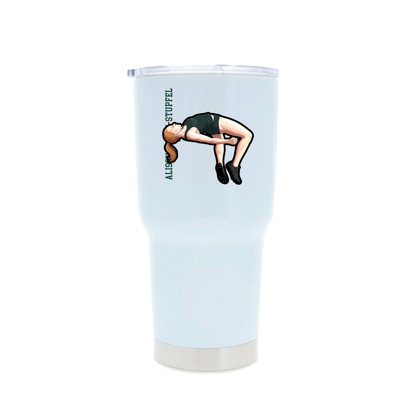 30oz Stainless Steel Tumbler — Name Vertical in White