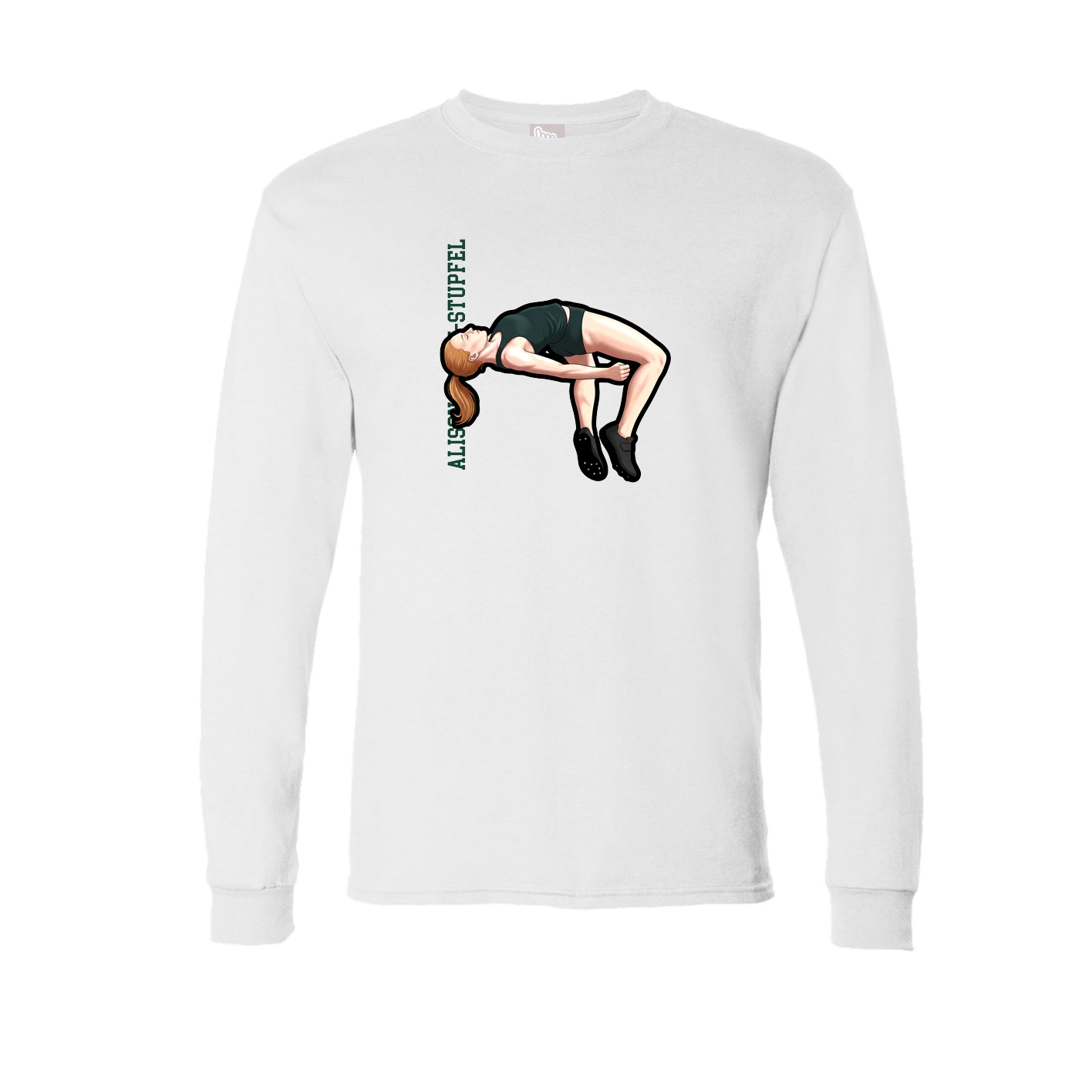 Long Sleeve Tee — Name Vertical in White