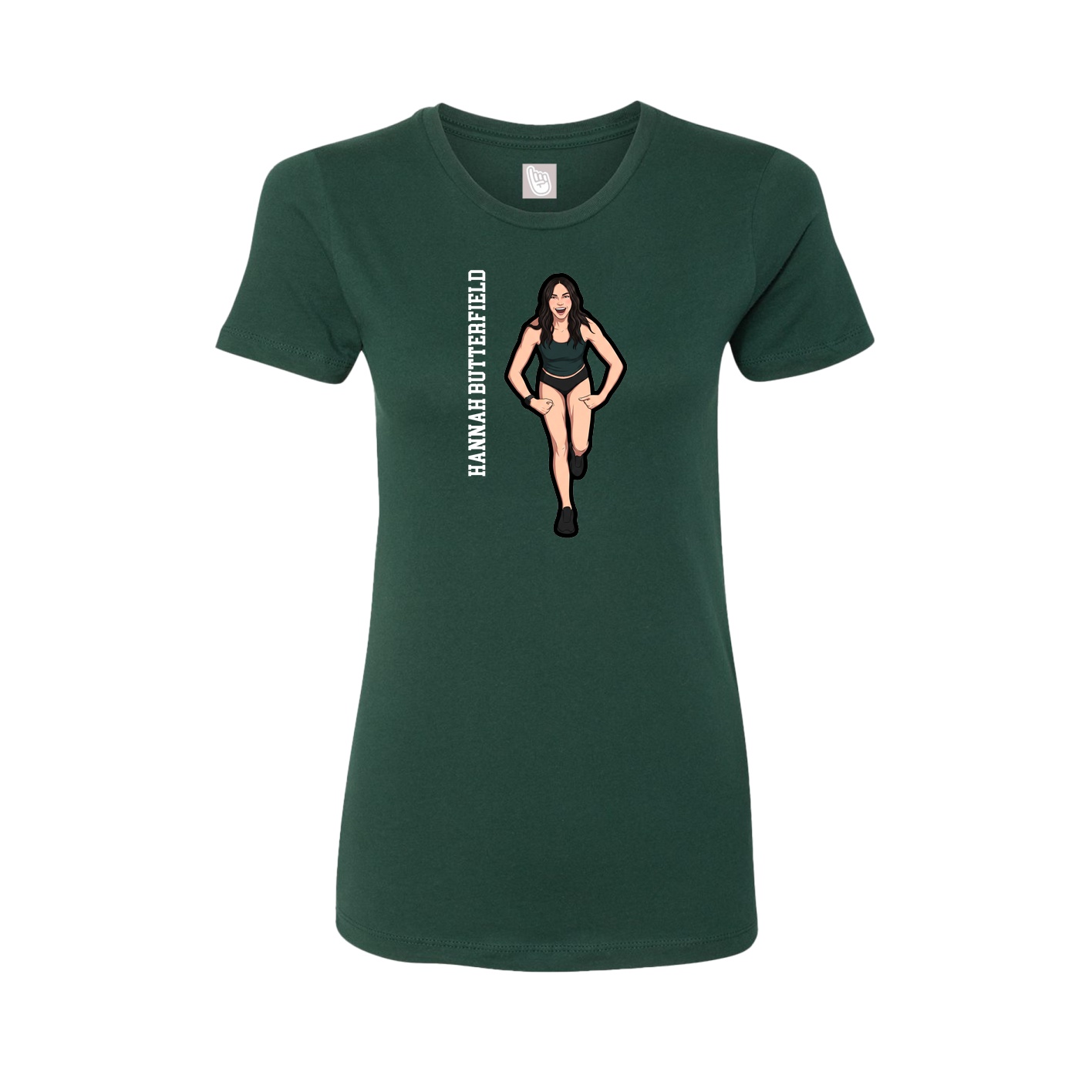 Womens Tee — Name Vertical in Green