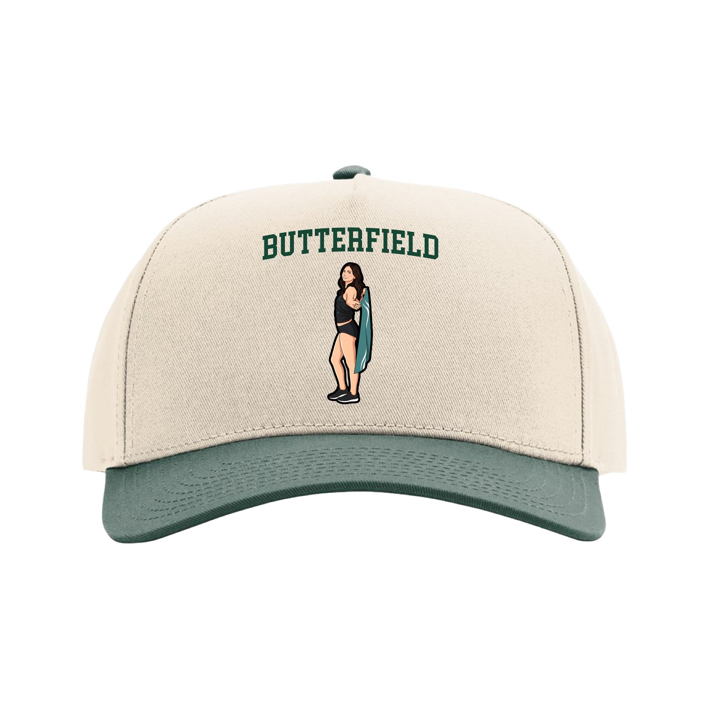 Full Fabric Five-Panel Champ Cap — Shirsey in Cream/Green