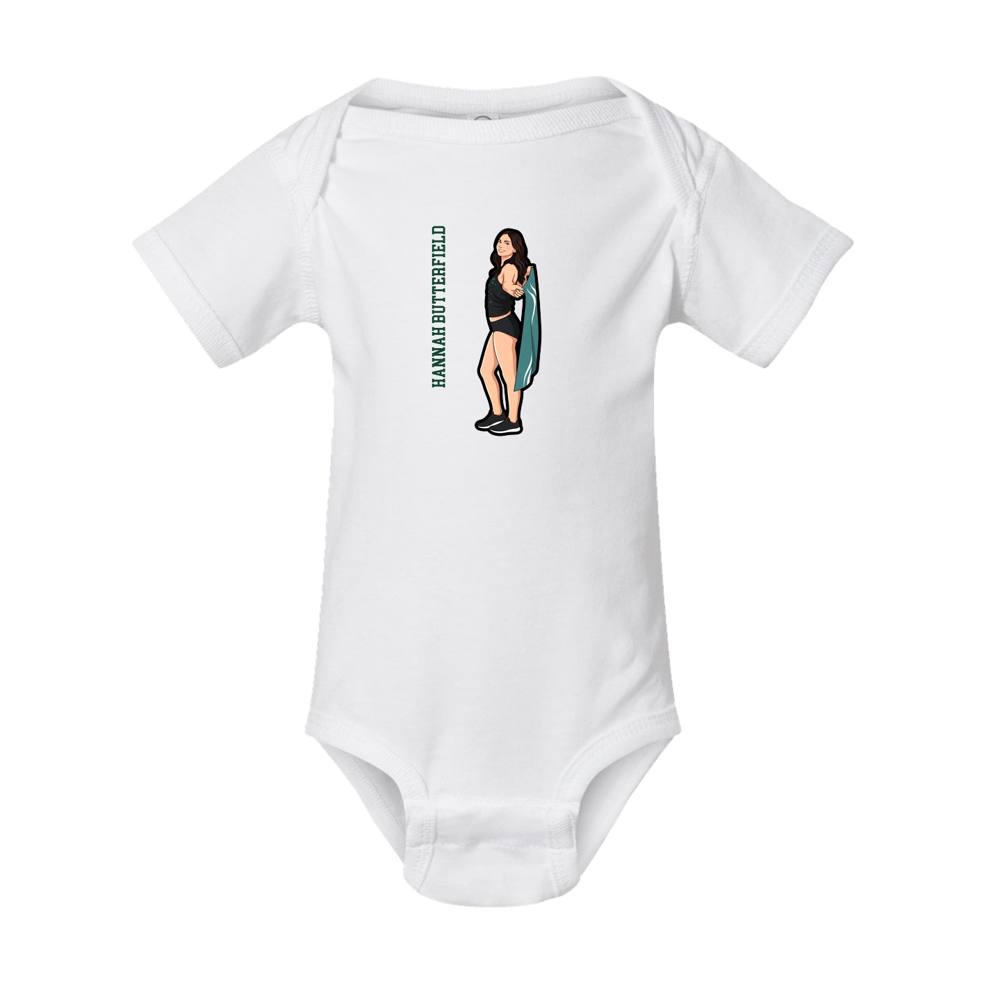Baby Onesie — Name Vertical in White