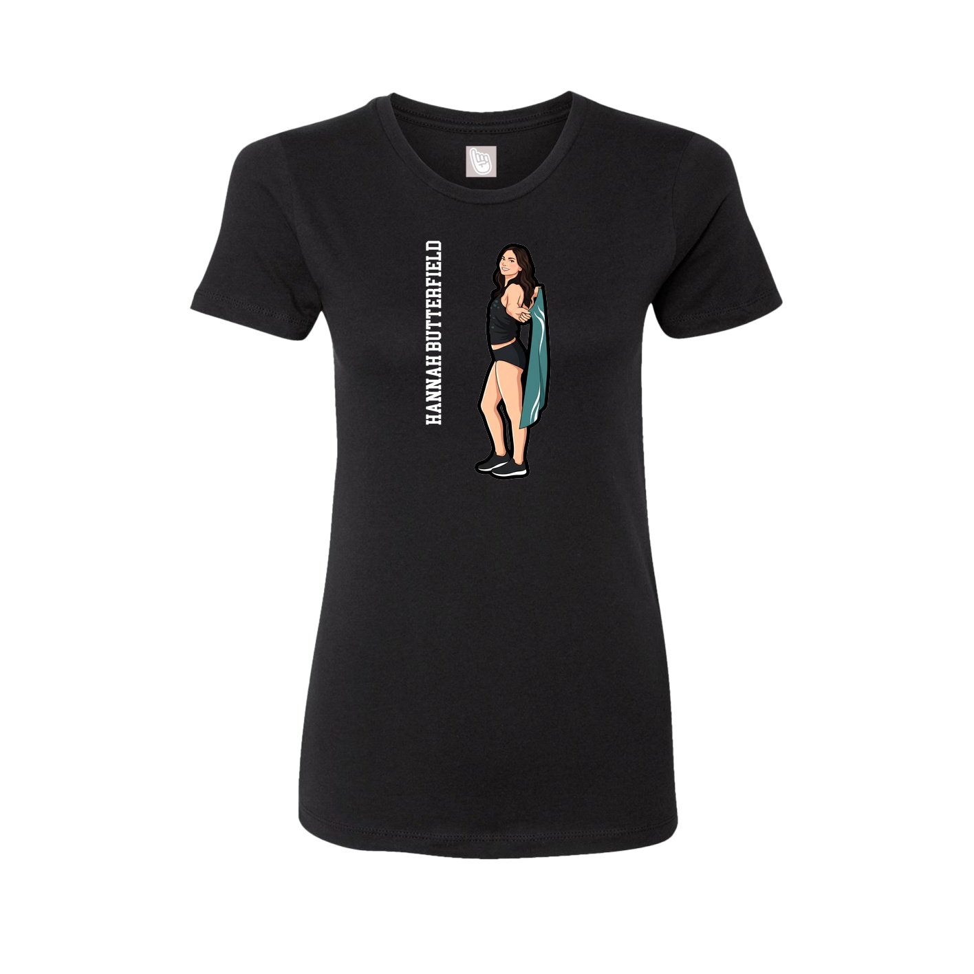 Womens Tee — Name Vertical in Black