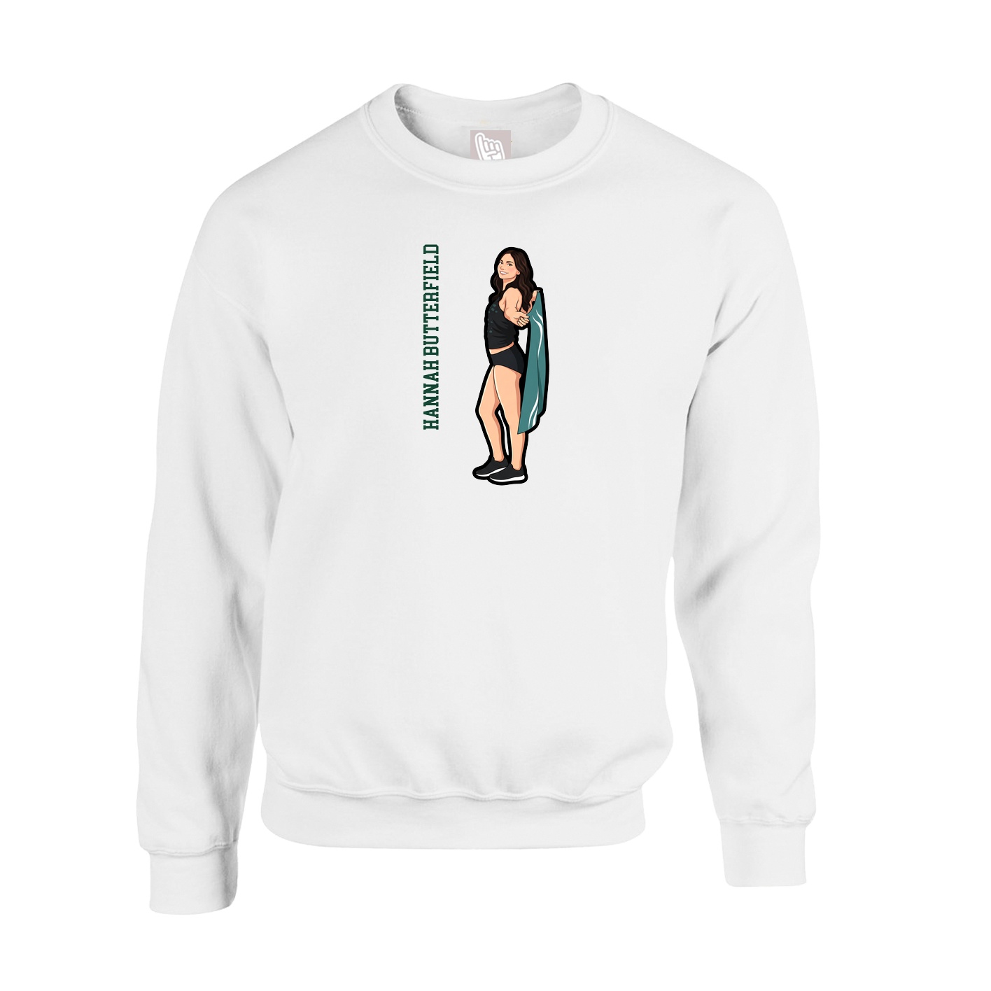 Fleece Crew — Name Vertical in White