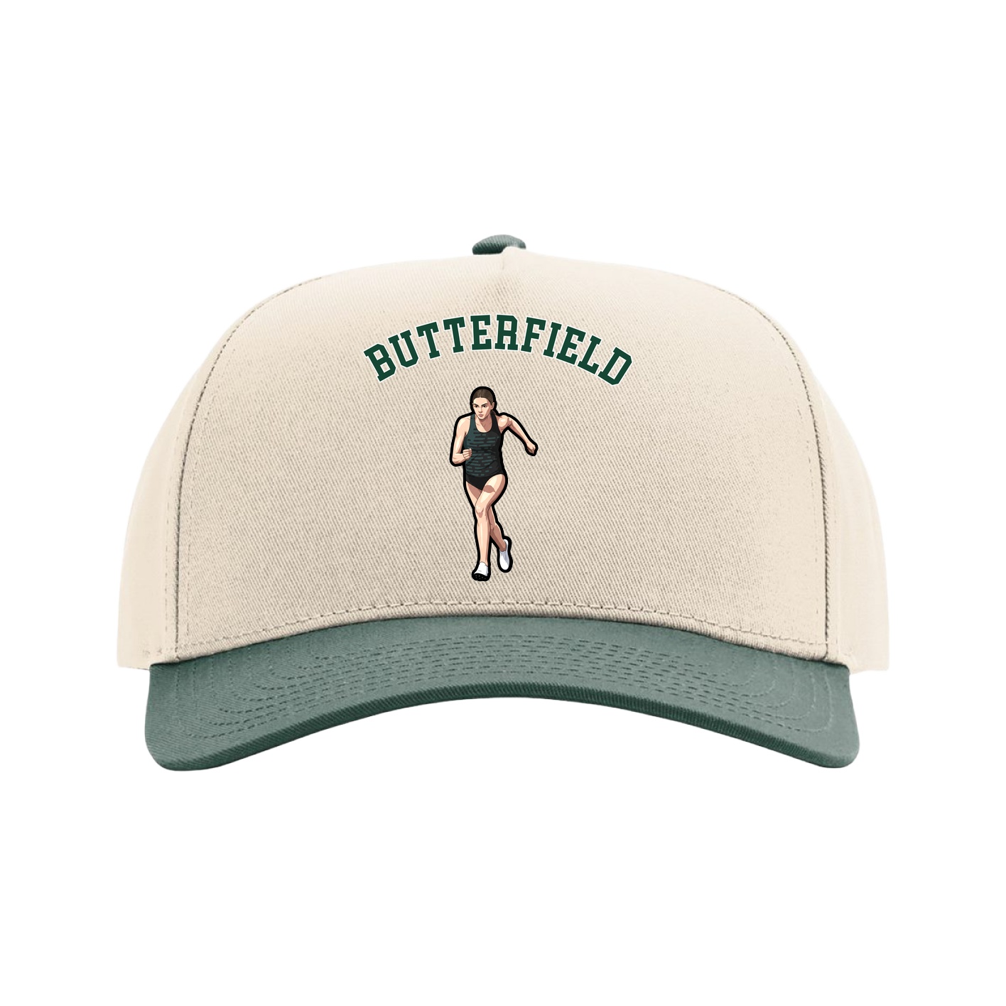 Full Fabric Five-Panel Champ Cap — Shirsey Arch in Cream/Green