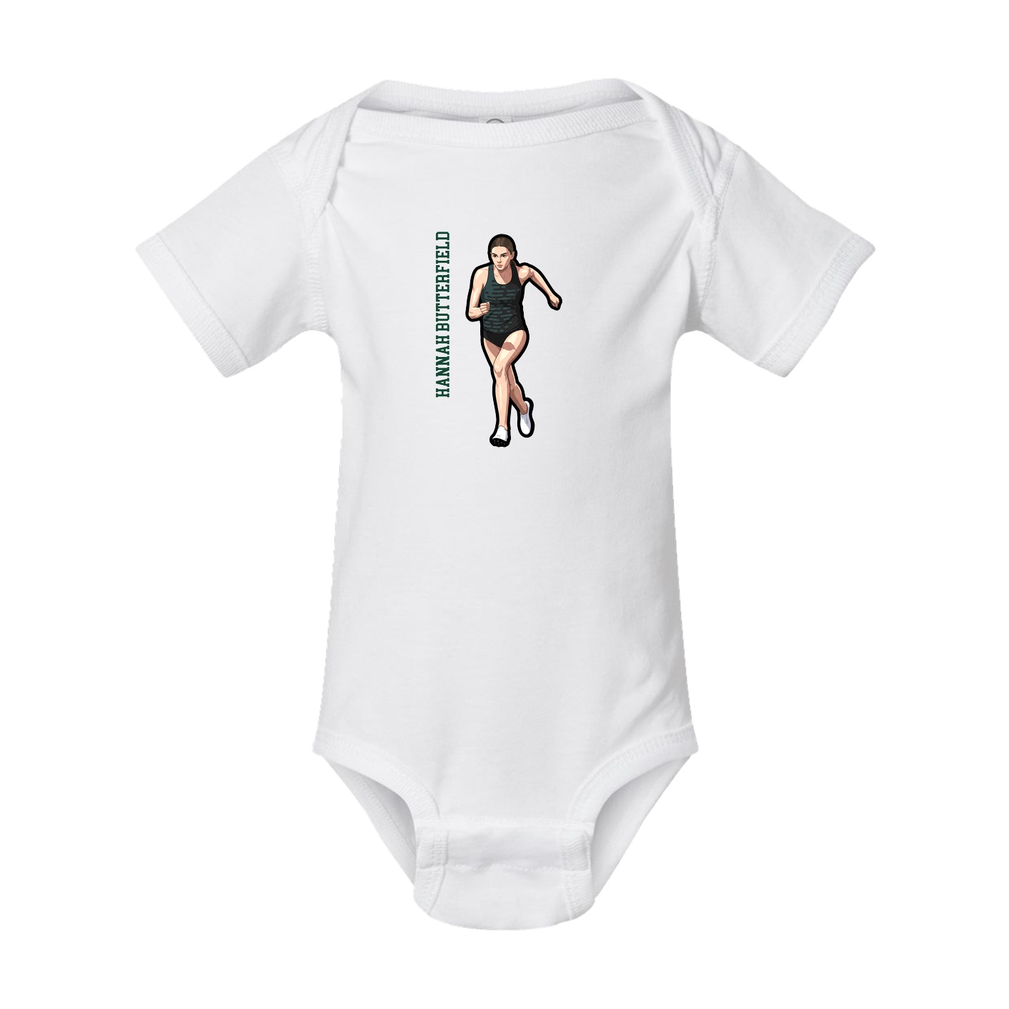 Baby Onesie — Name Vertical in White