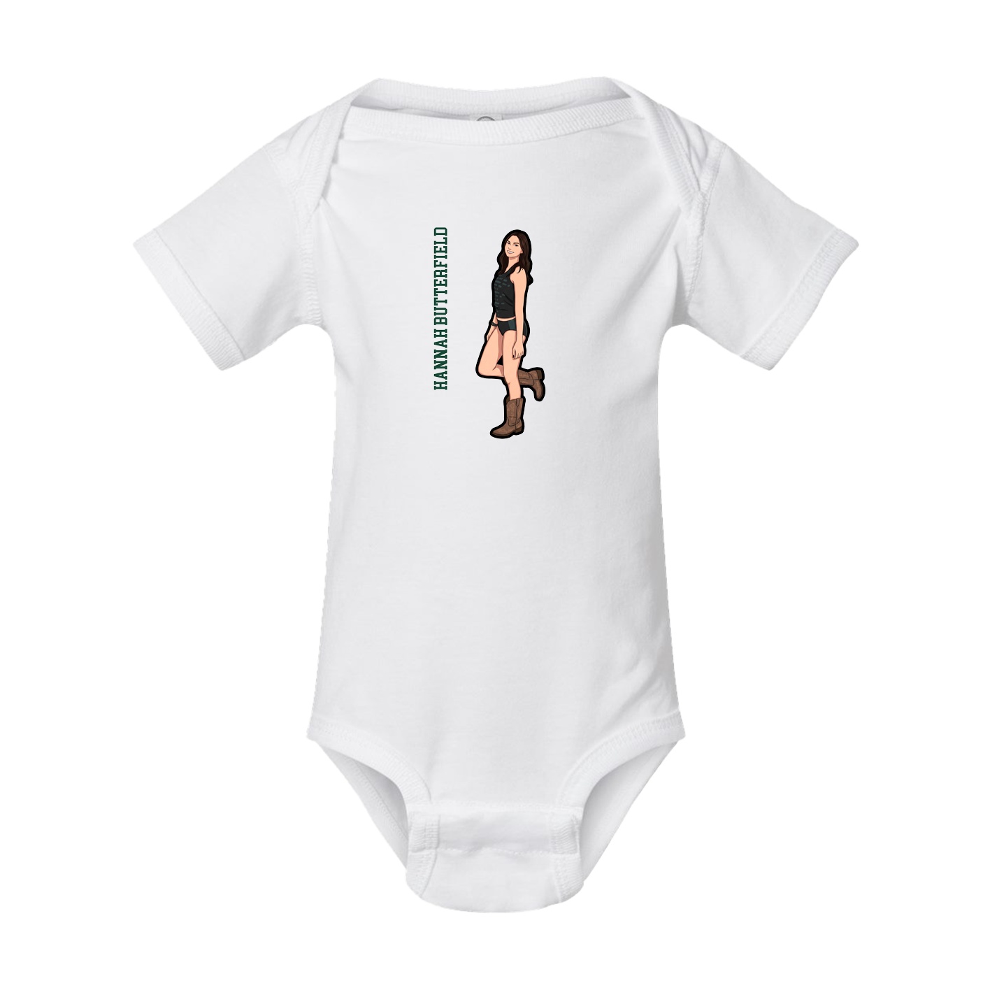 Baby Onesie — Name Vertical in White