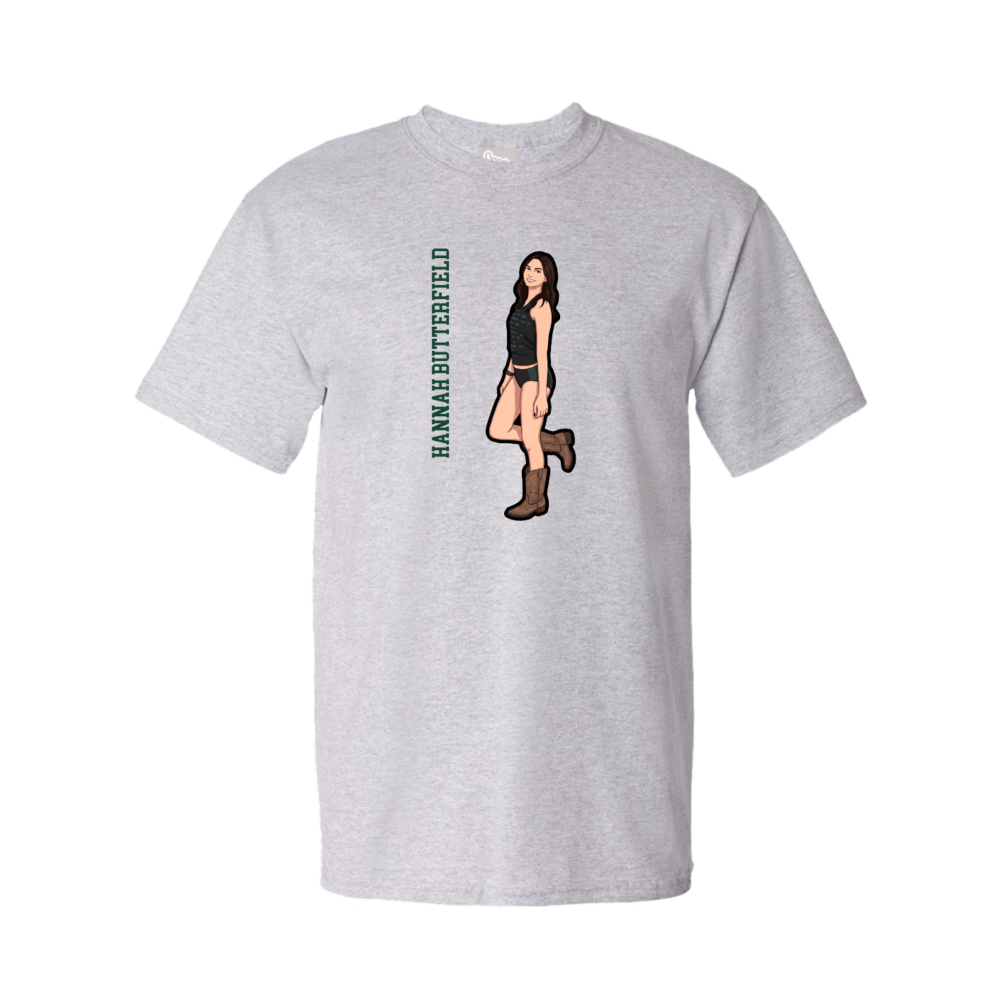 Youth Tee — Name Vertical in Grey