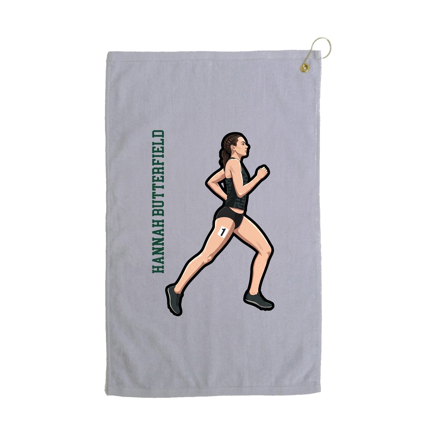 Golf Towel — Name Vertical in Grey