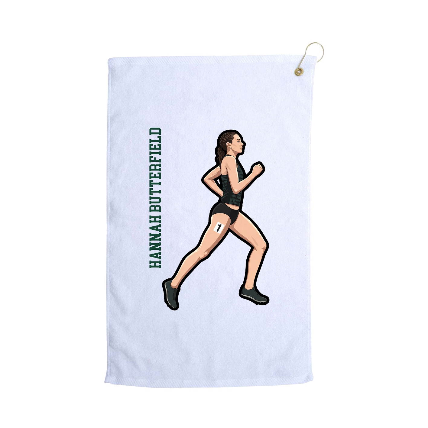 Golf Towel — Name Vertical in White