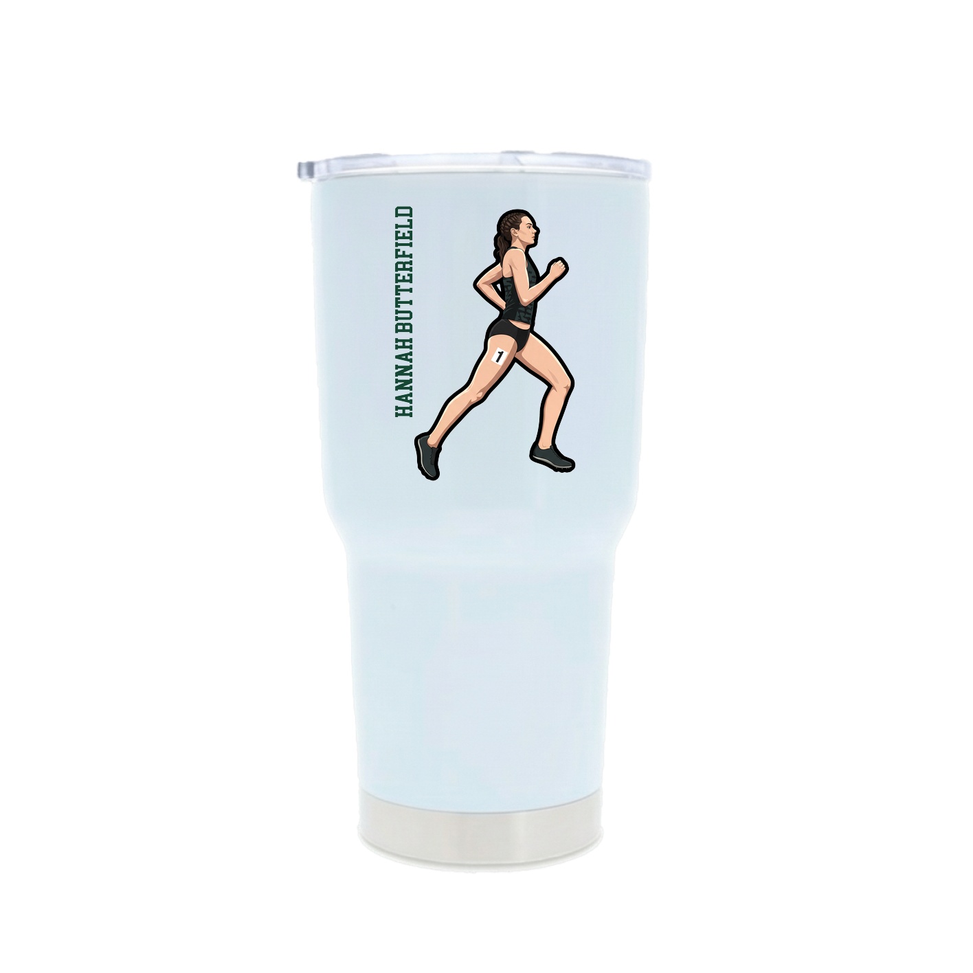 30oz Stainless Steel Tumbler — Name Vertical in White