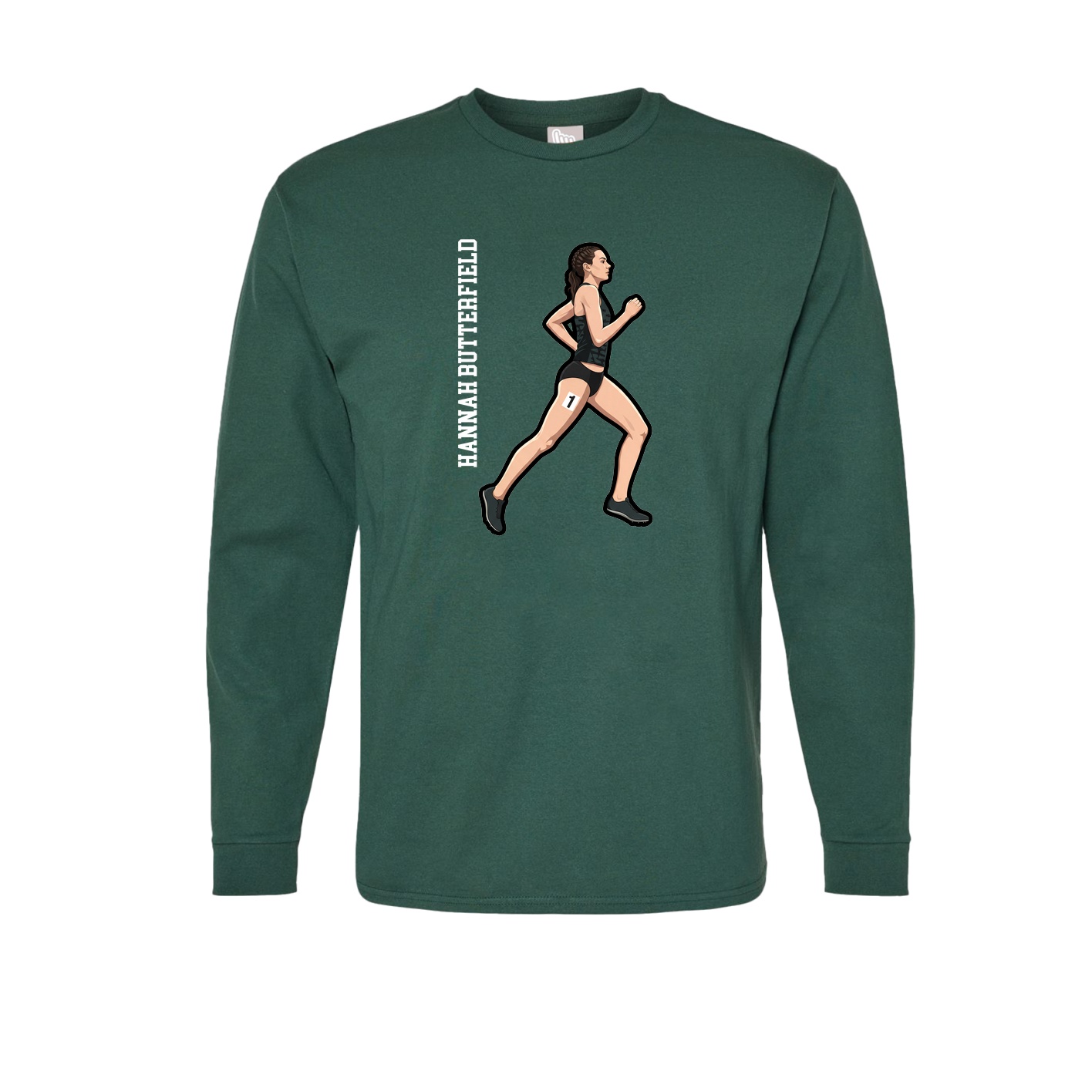 Long Sleeve Tee — Name Vertical in Green