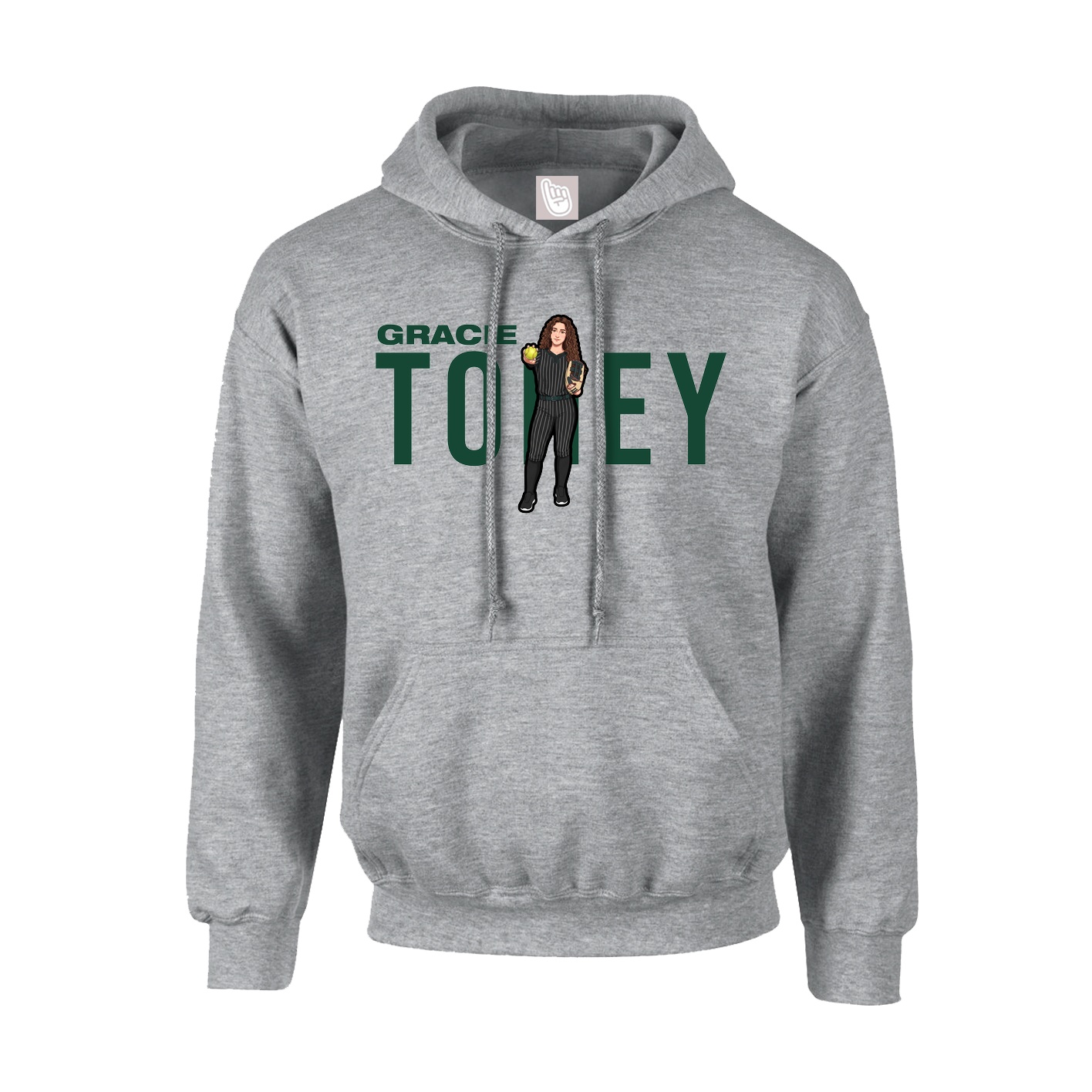 Youth Hoodie — Player Name in Grey
