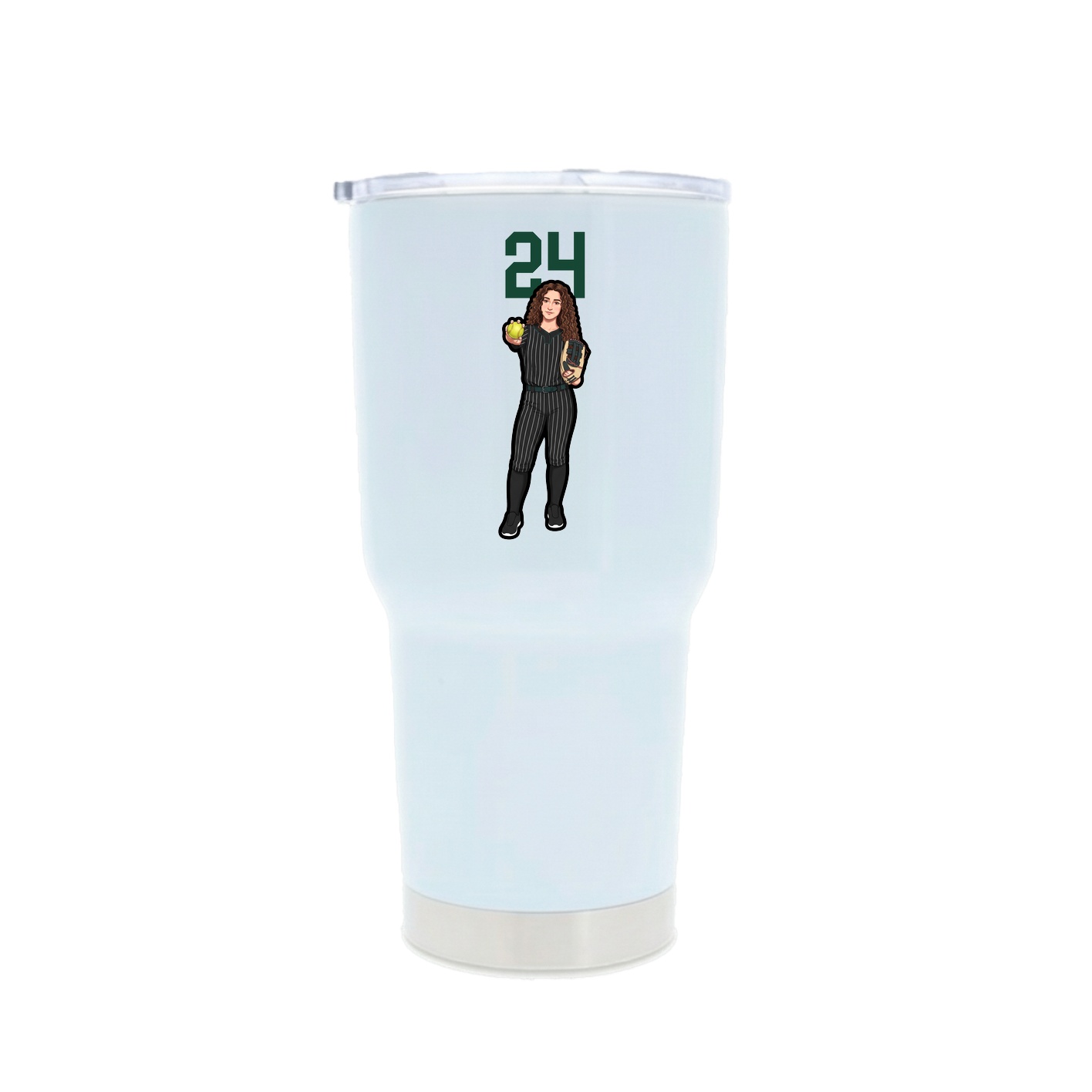 30oz Stainless Steel Tumbler — Number Top in White