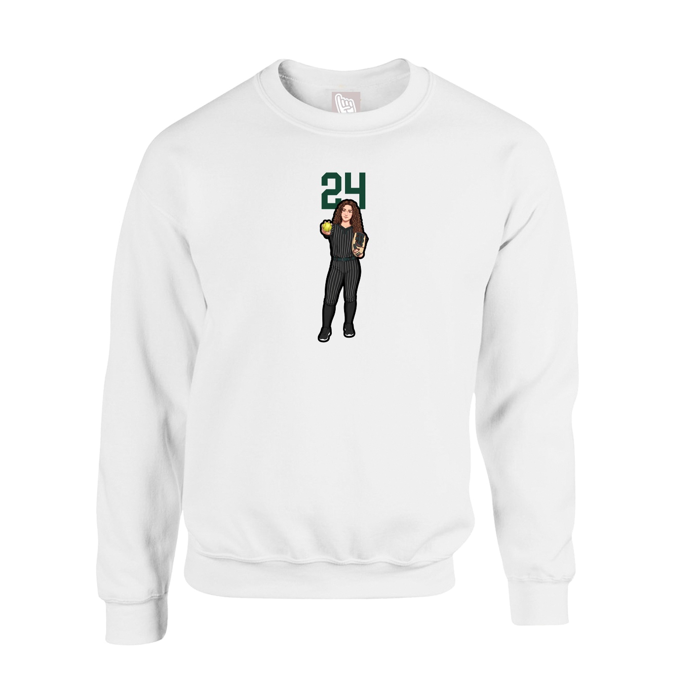 Fleece Crew — Number Top in White