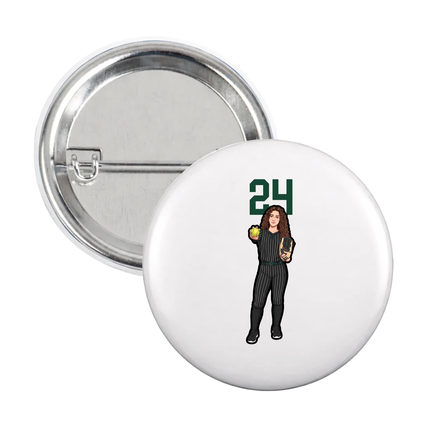 Game Day Button — Number Top in White