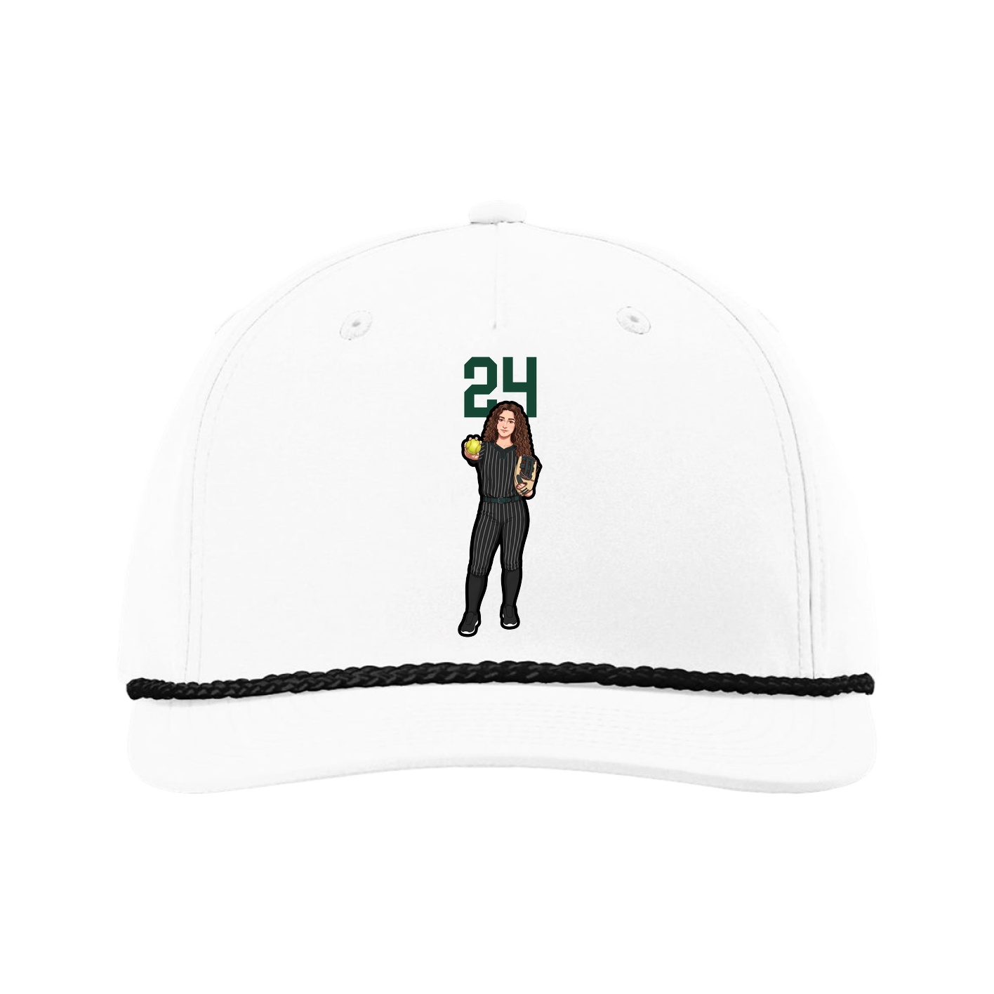 Five-Panel Classic Rope Cap — Number Top in White
