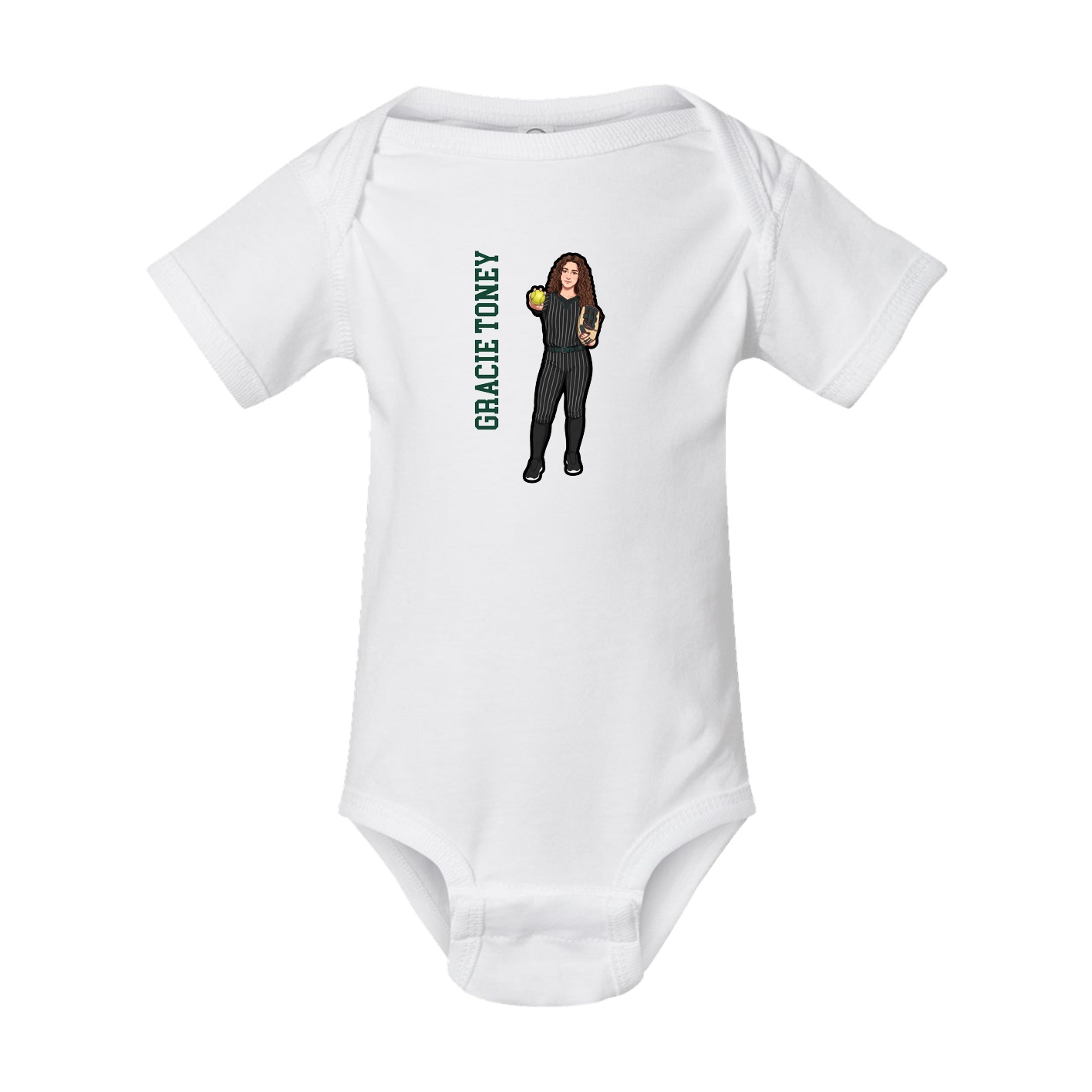 Baby Onesie — Name Vertical in White