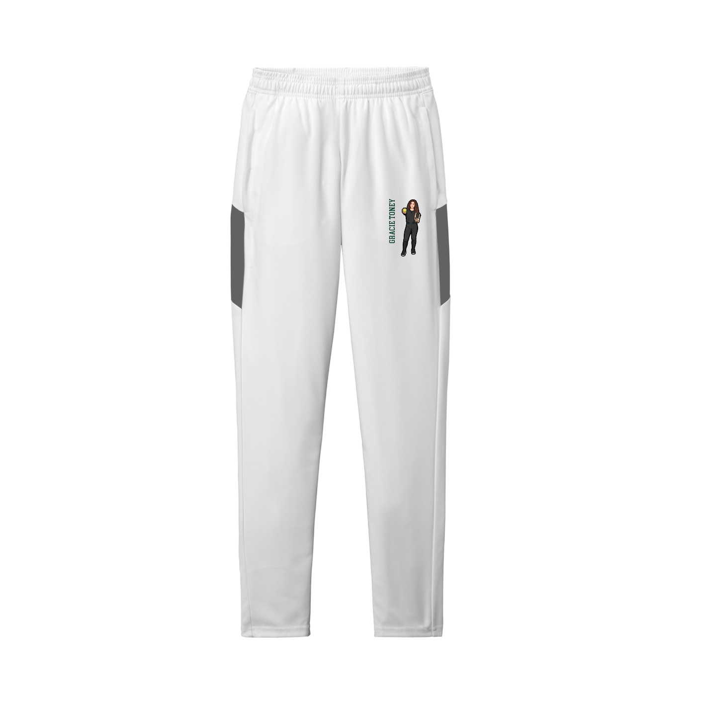Team Travel Pant — Name Vertical in White/Grey