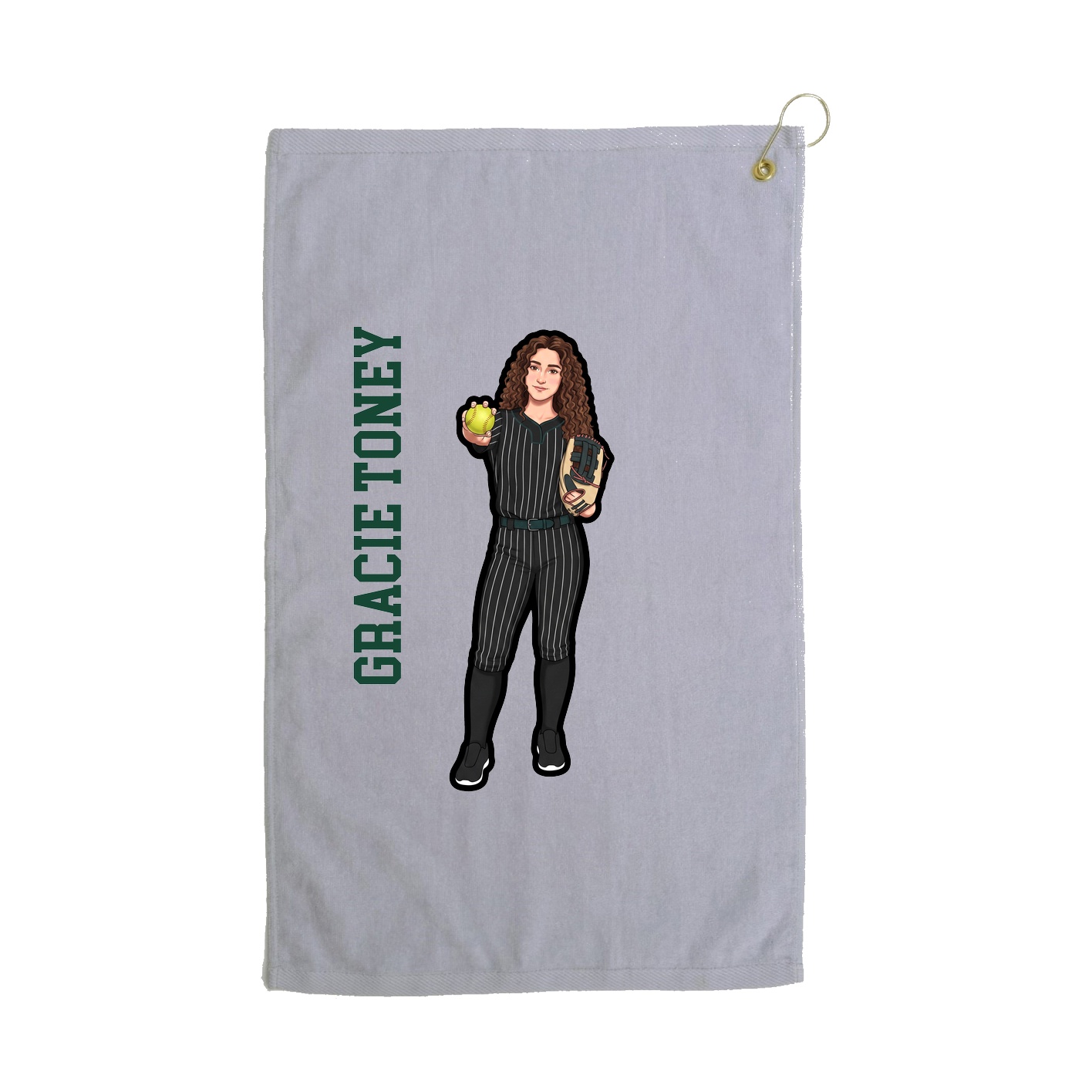 Golf Towel — Name Vertical in Grey