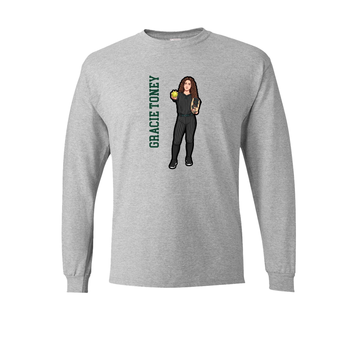 Long Sleeve Tee — Name Vertical in Grey