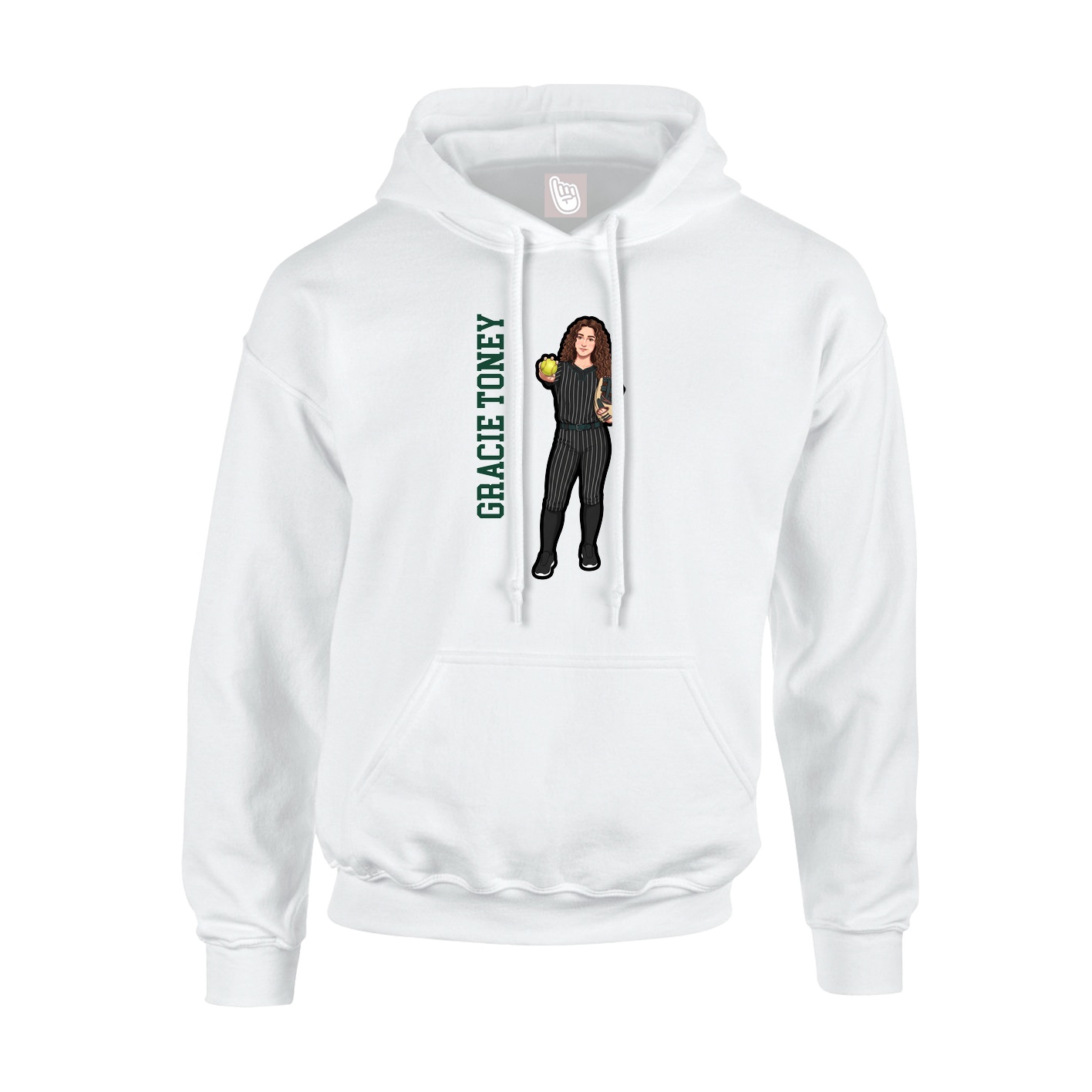 Youth Hoodie — Name Vertical in White