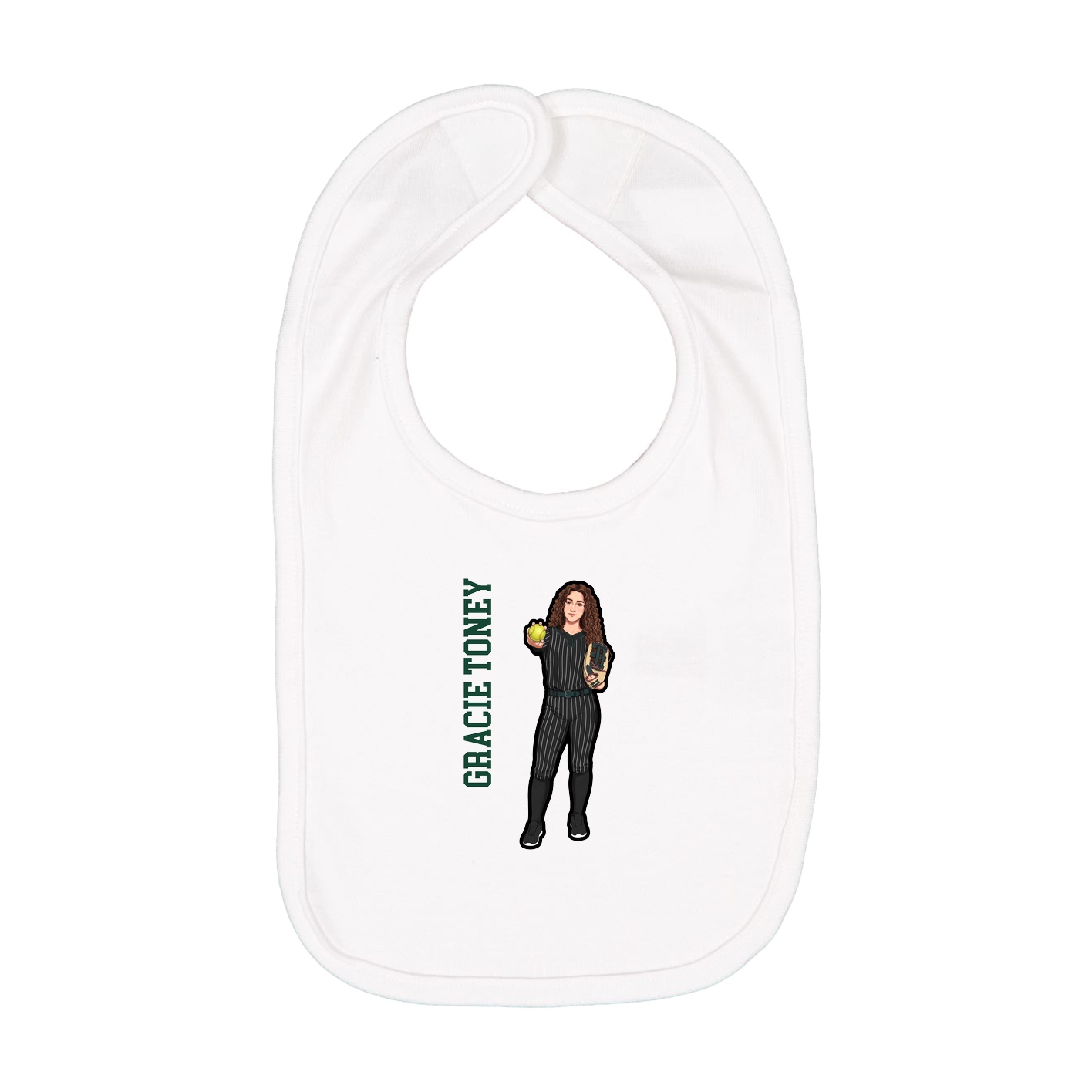 Infant Bib — Name Vertical in White
