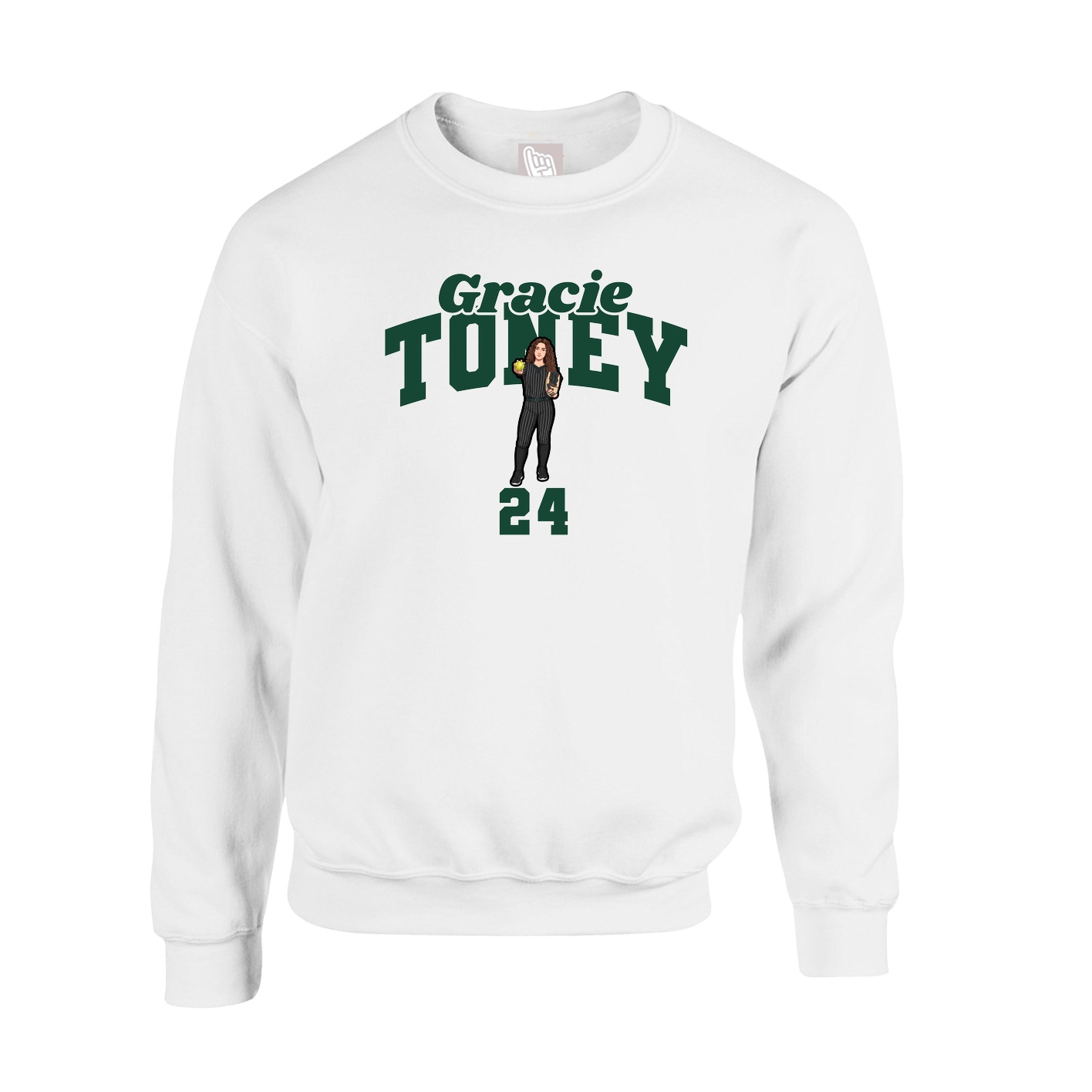 Fleece Crew — Signature Arch in White