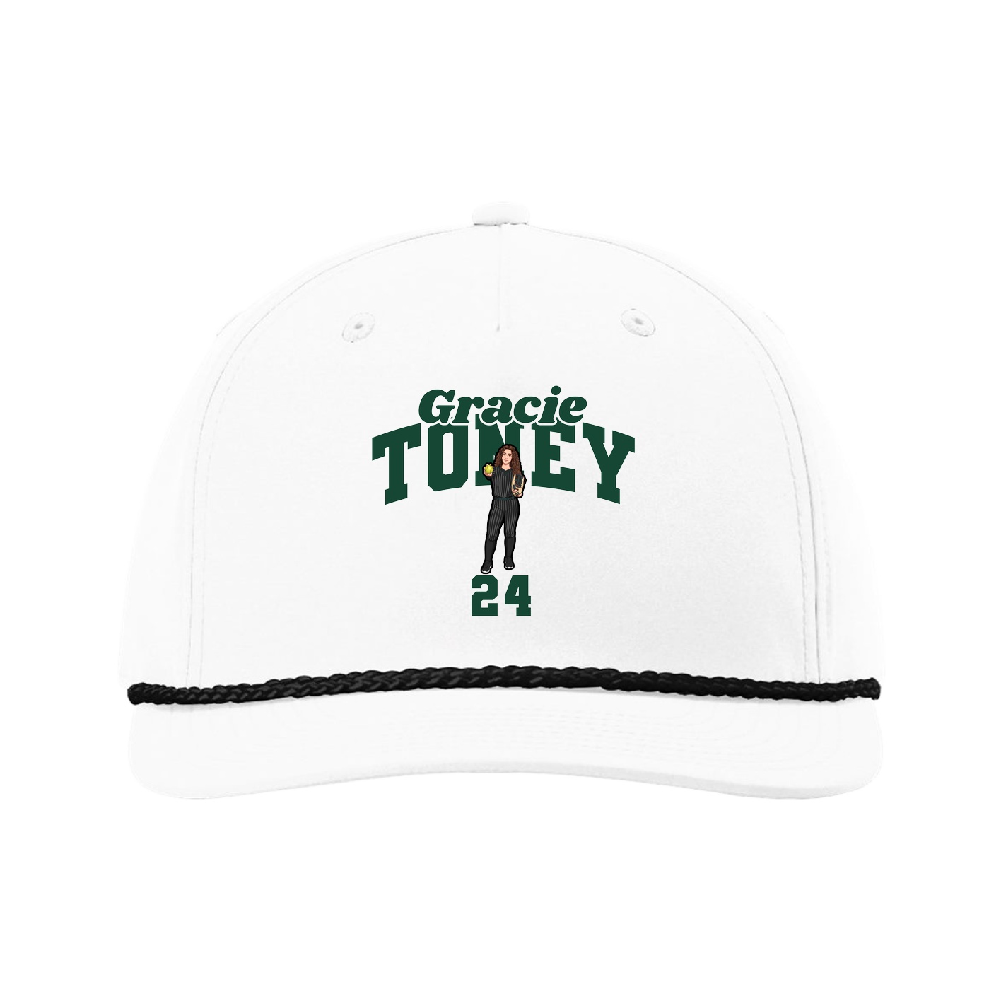 Five-Panel Classic Rope Cap — Signature Arch in White