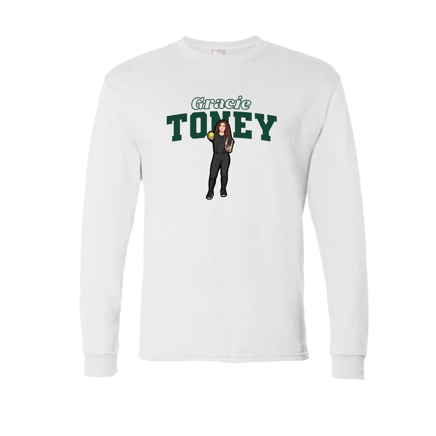 Long Sleeve Tee — Name Arch in White