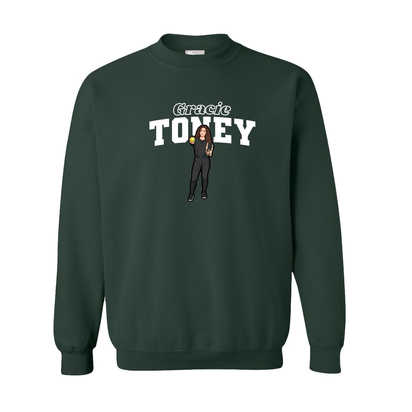 Fleece Crew — Name Arch in Green